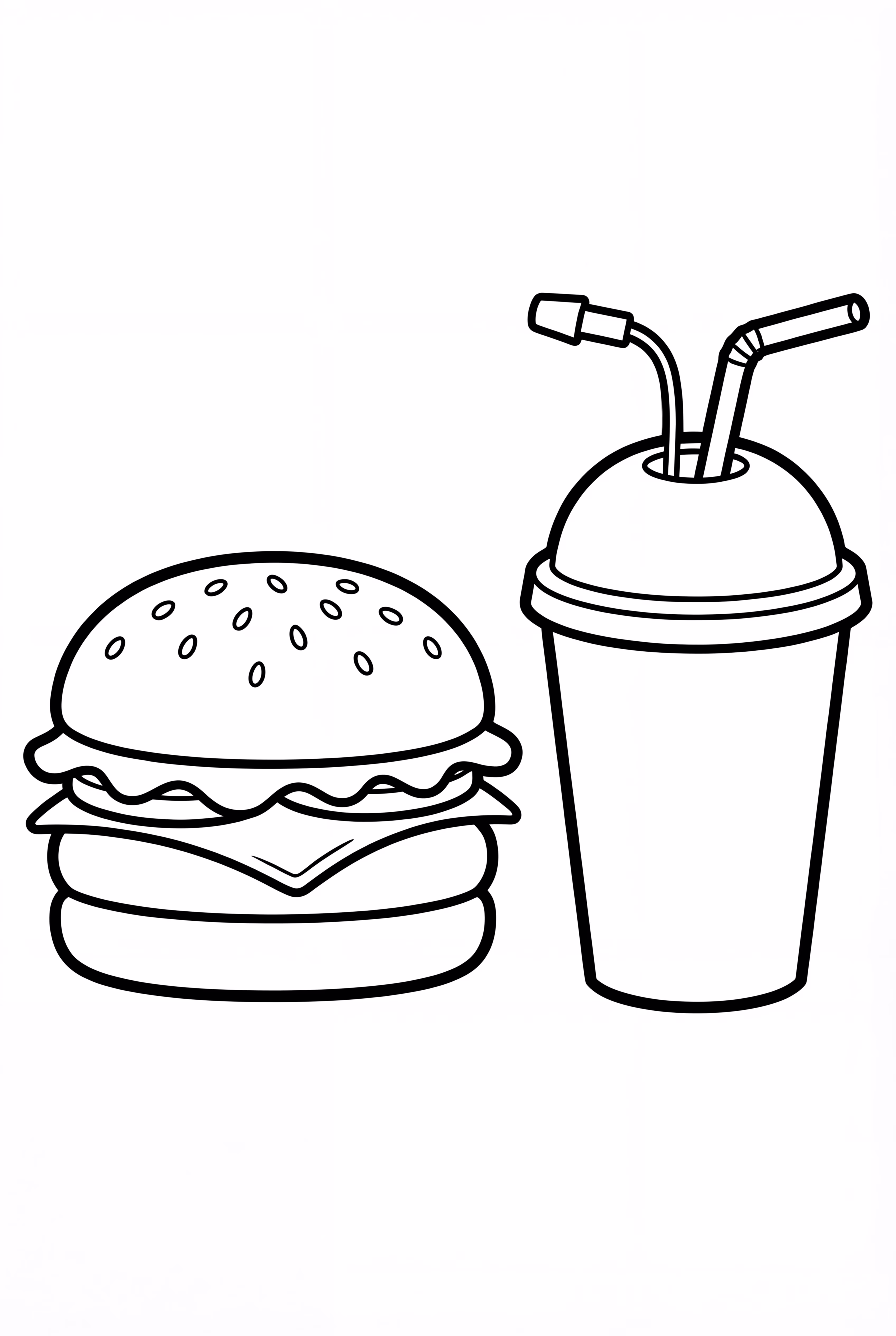 햄버거와 탄산음료 컵