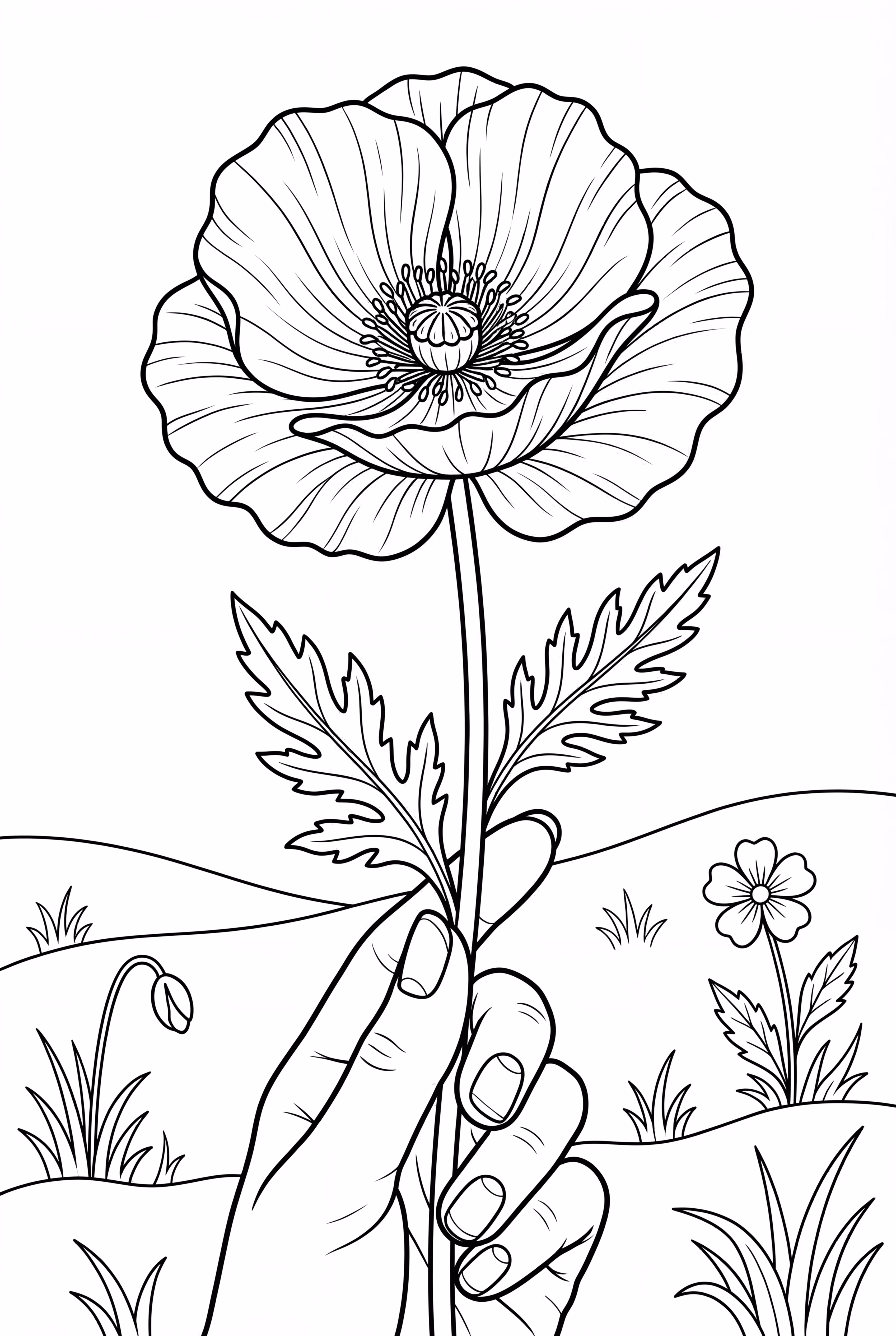 Hand Holding A Single Poppy Flower