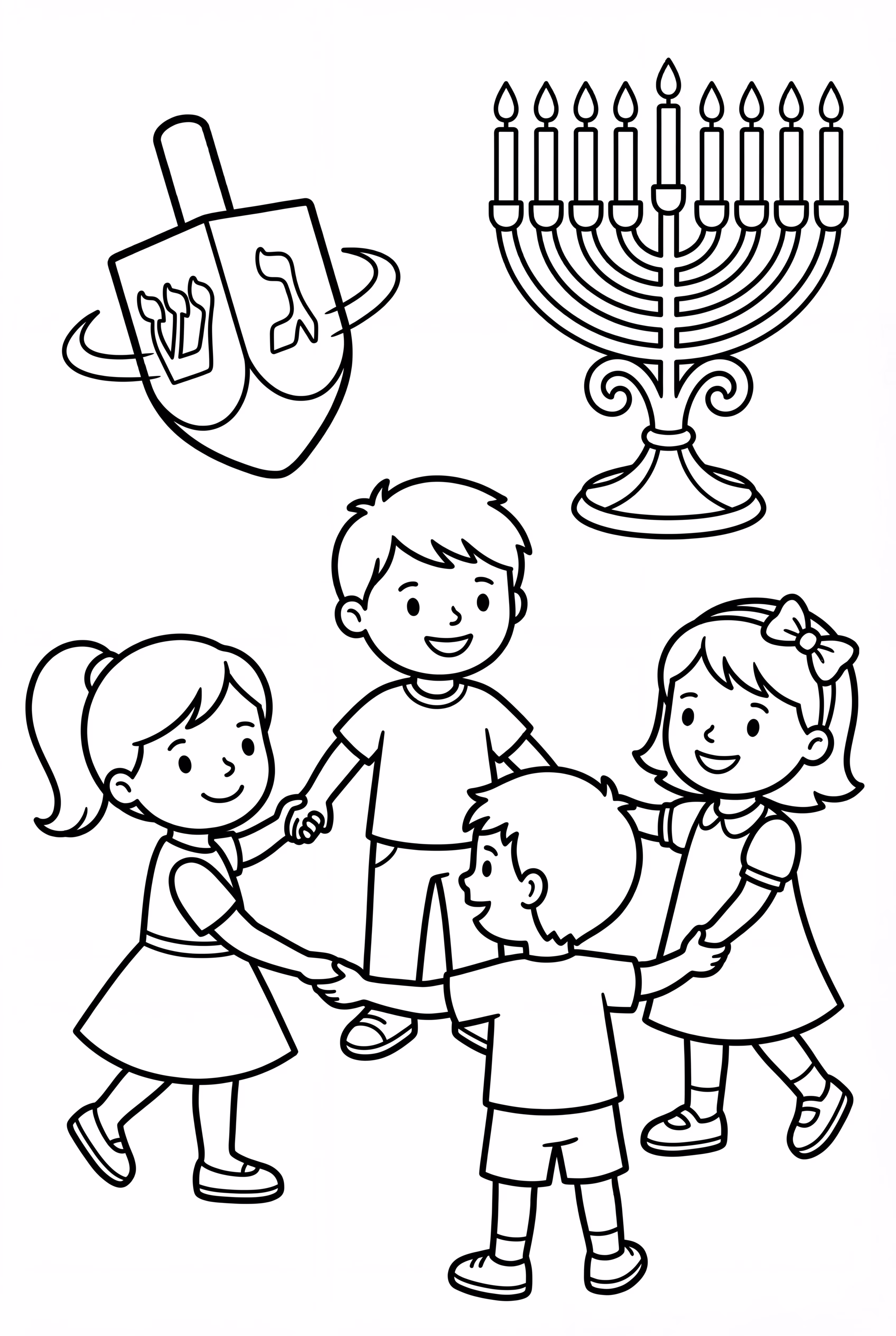 Hanukkah Dancing Children Silhouettes