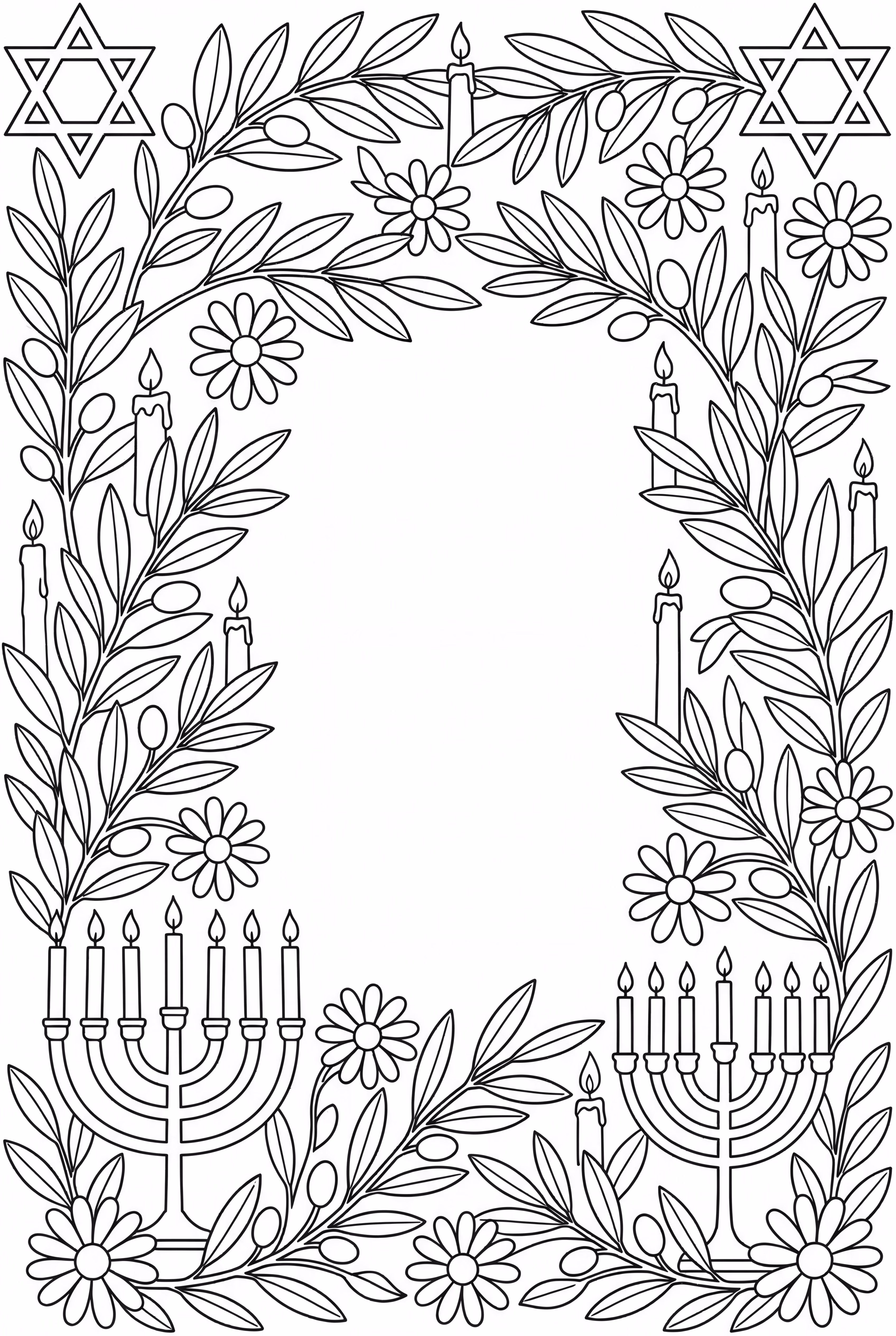 Hanukkah Floral Border Design