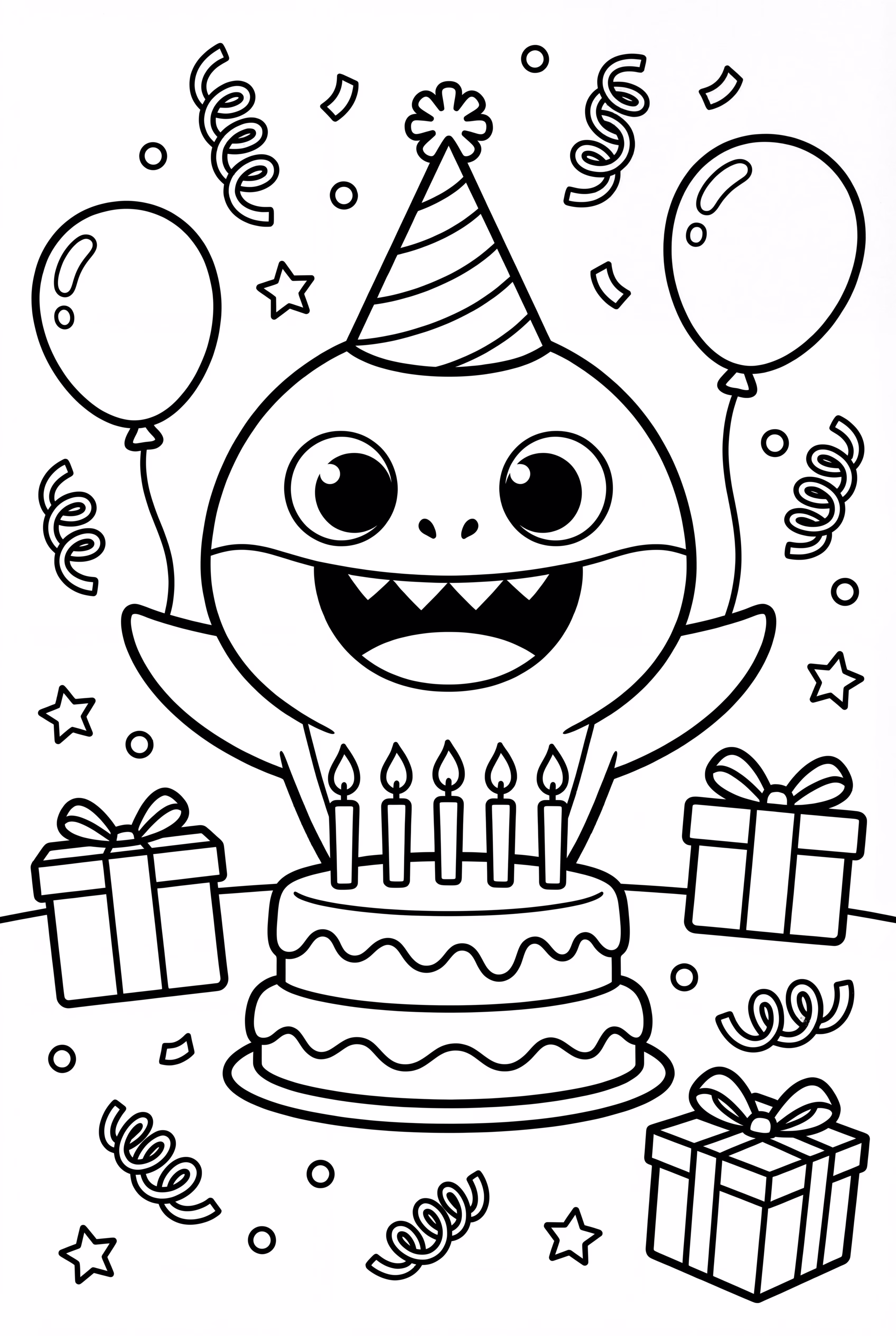 Happy Birthday Baby Shark With Cake And Gifts