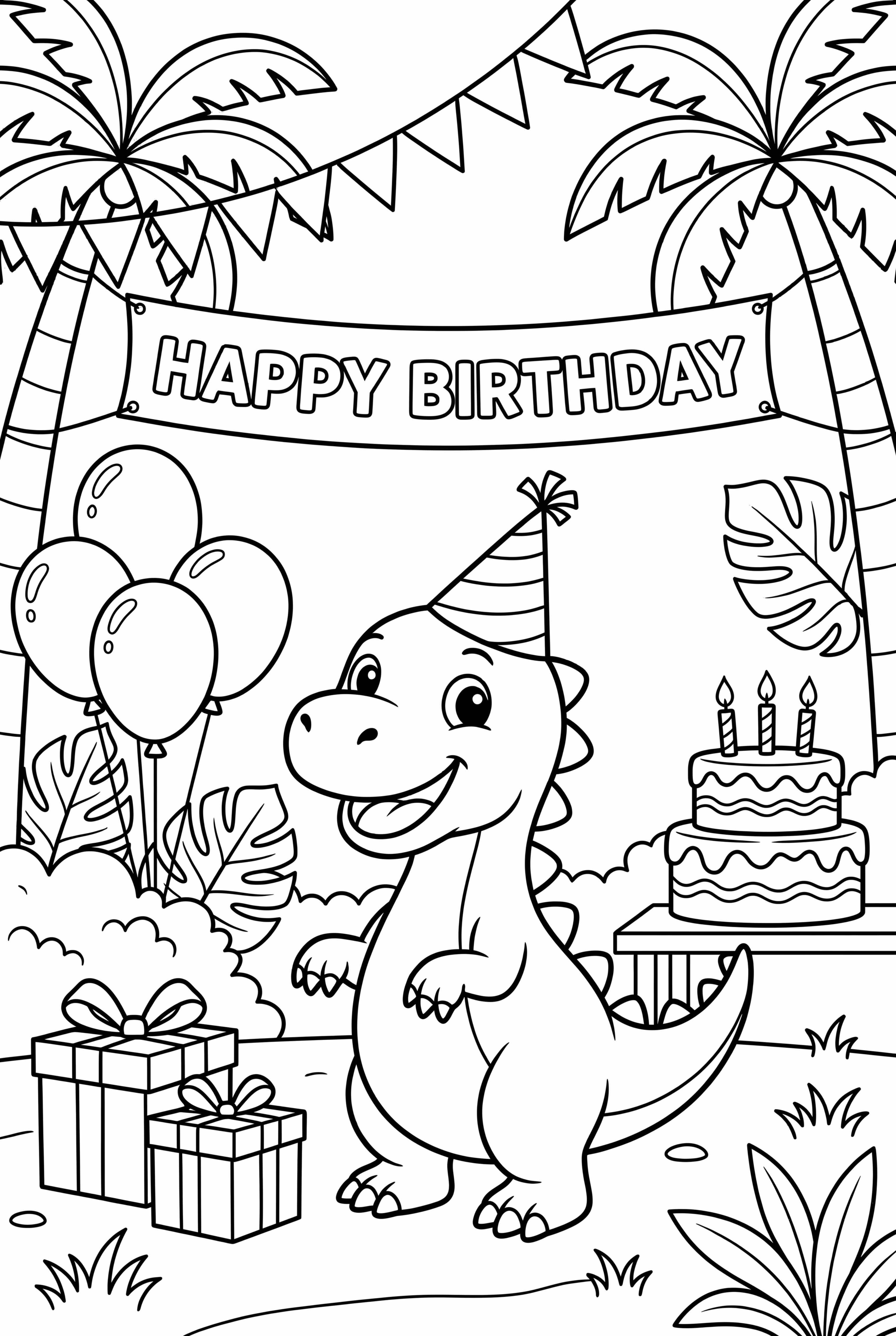 Happy Birthday Dinosaur Jungle Theme