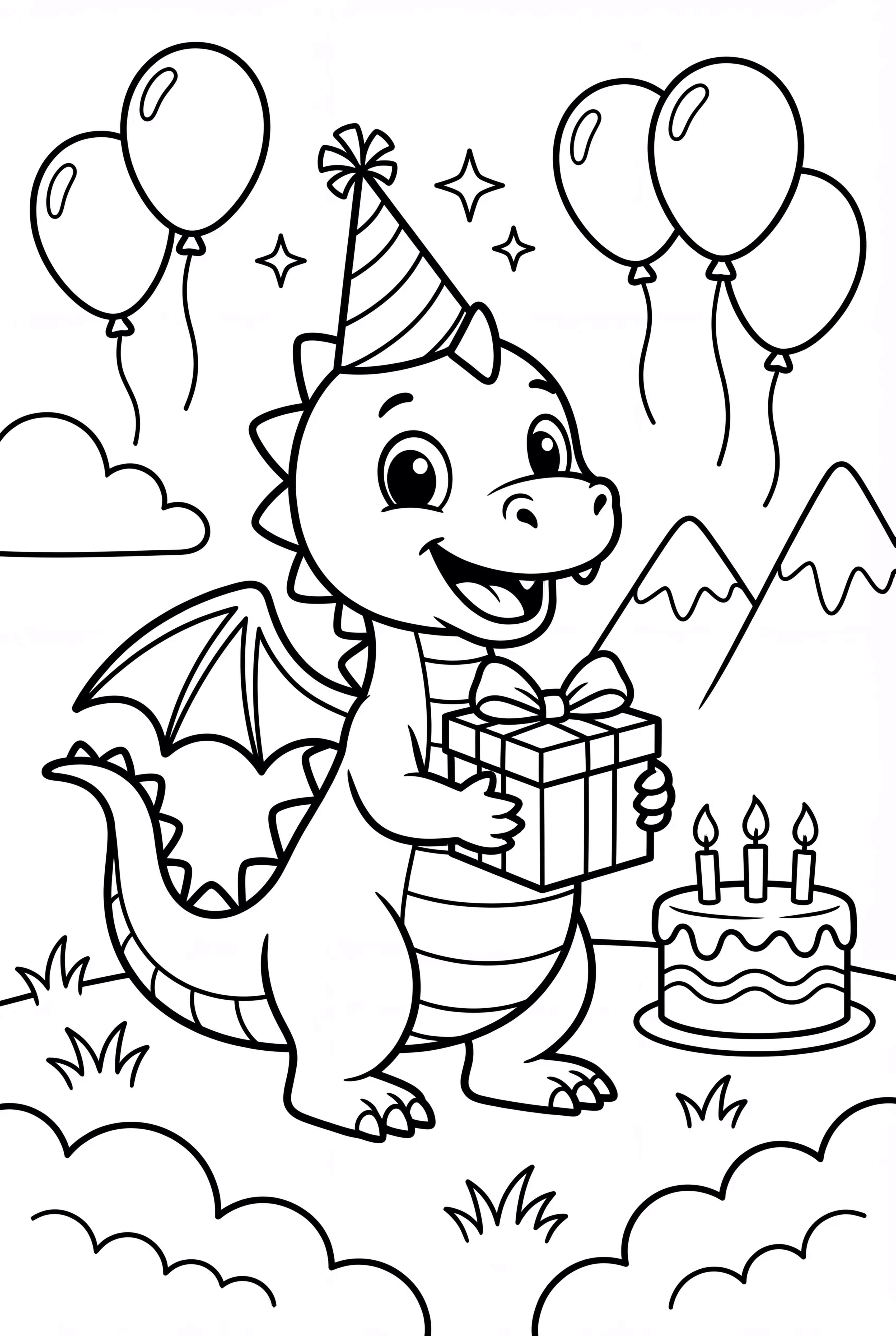 Happy Birthday Dragon Fantasy Scene