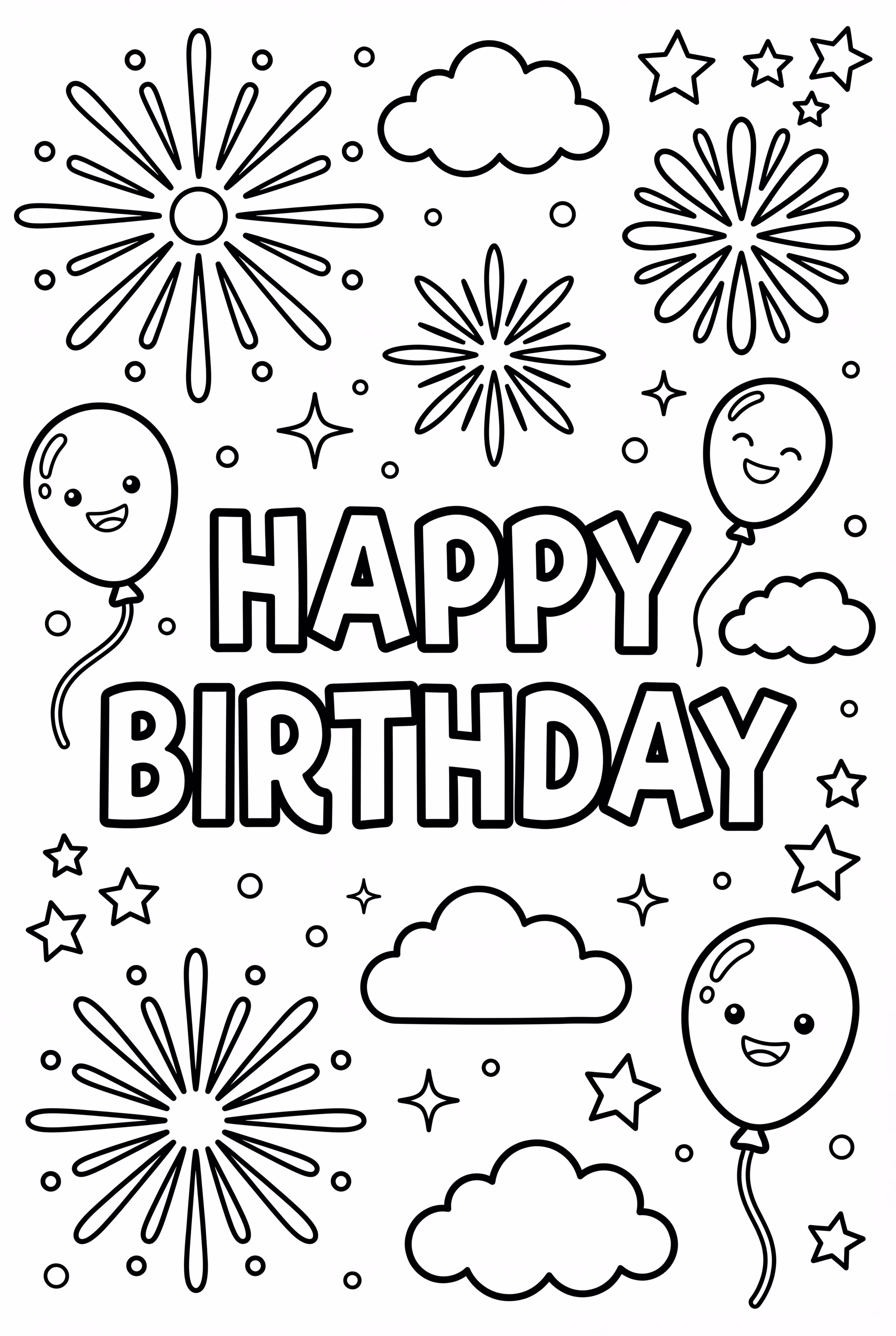 Happy Birthday Fireworks Sky