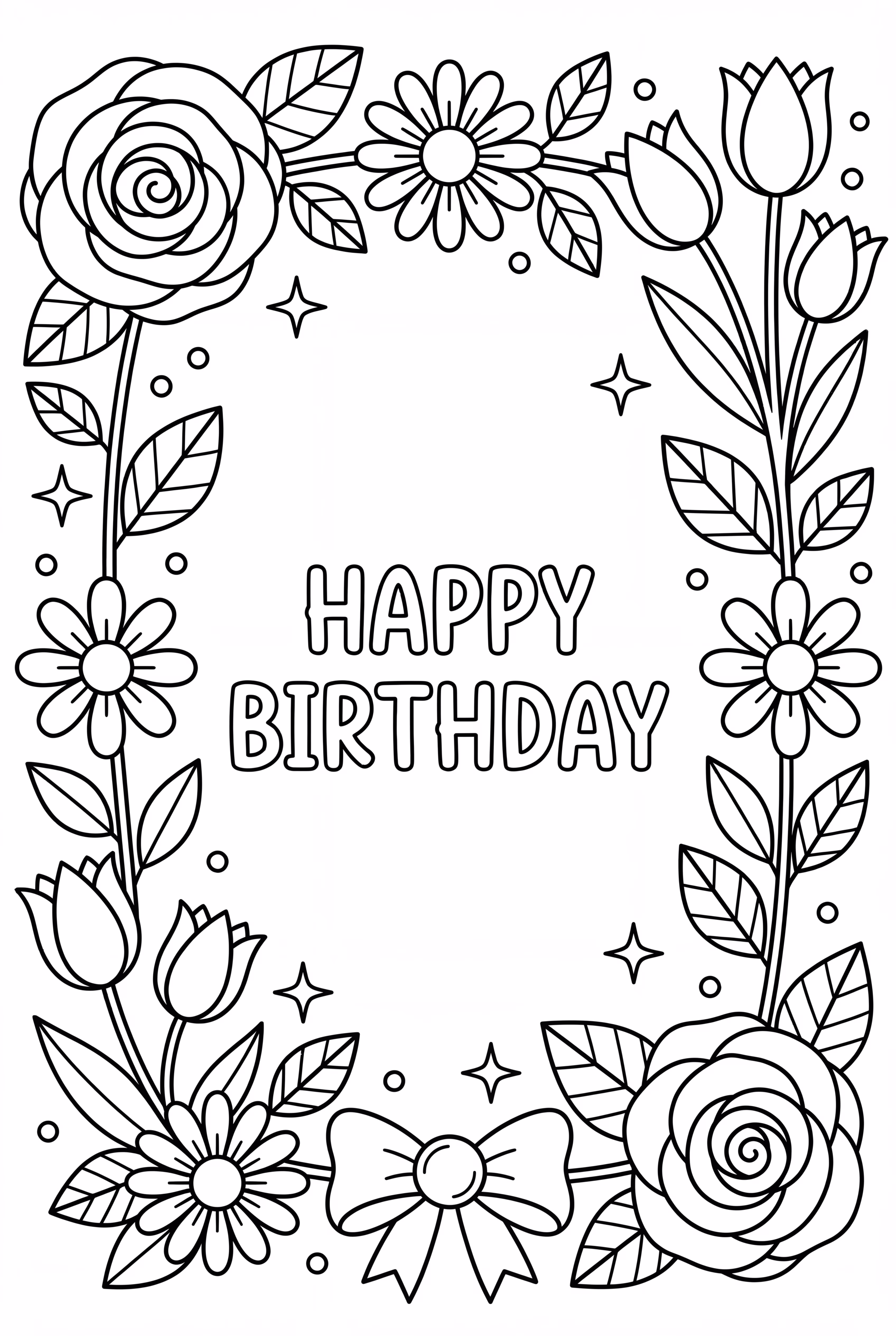 Happy Birthday Floral Wreath