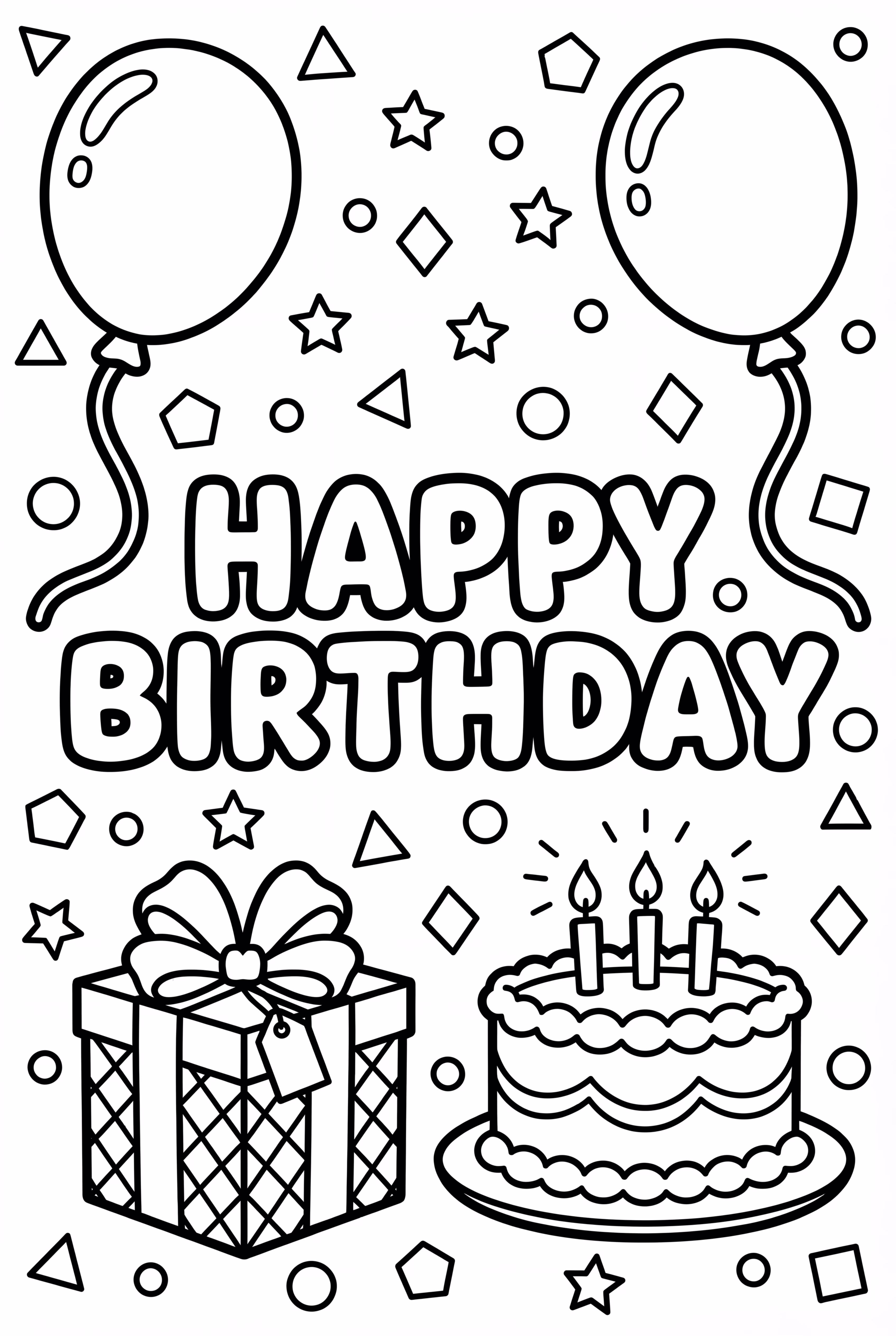 Happy Birthday Geometric Confetti