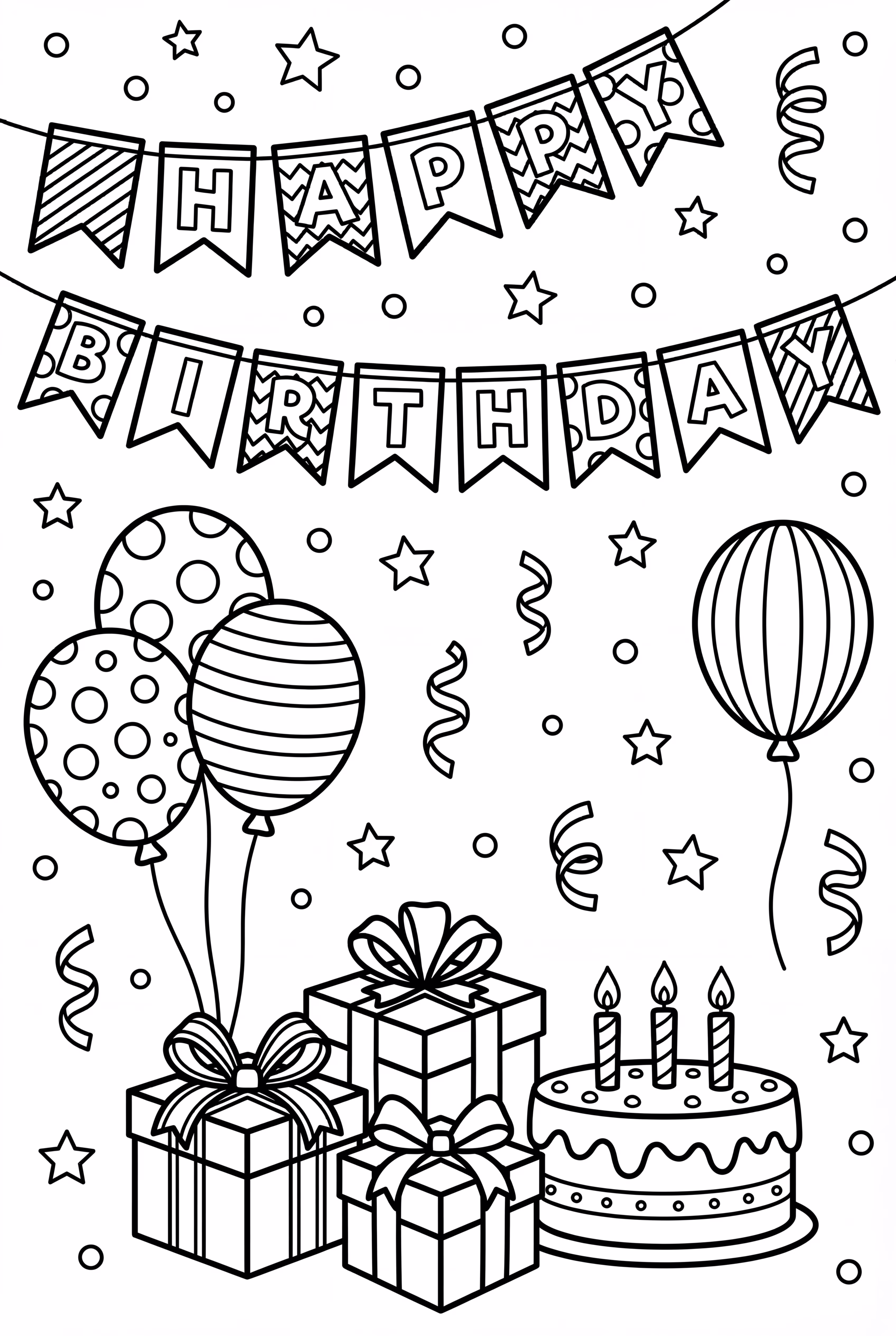 생일 축하 복잡한 배너 깃발