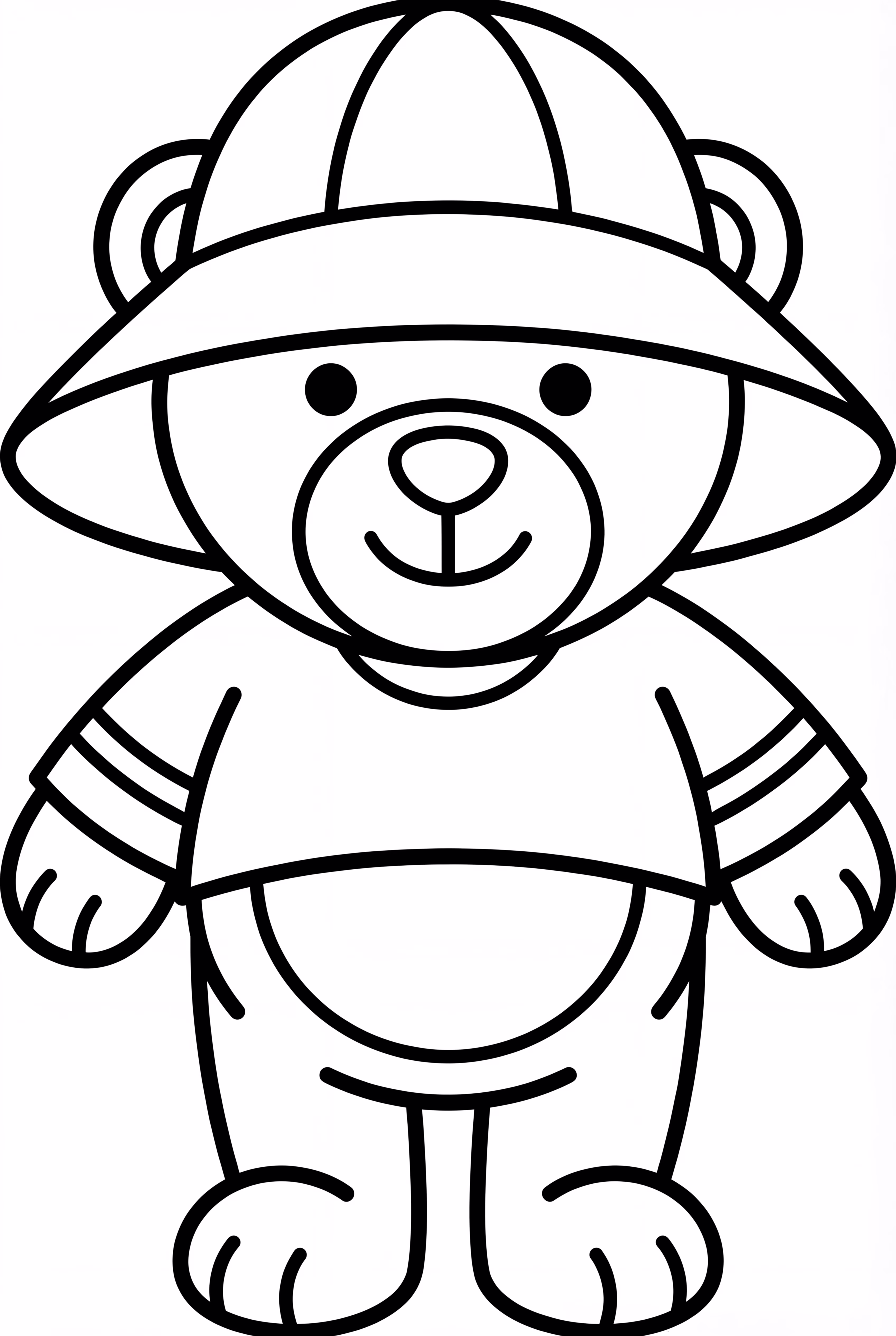 开心的鲍比穿雨帽的小熊