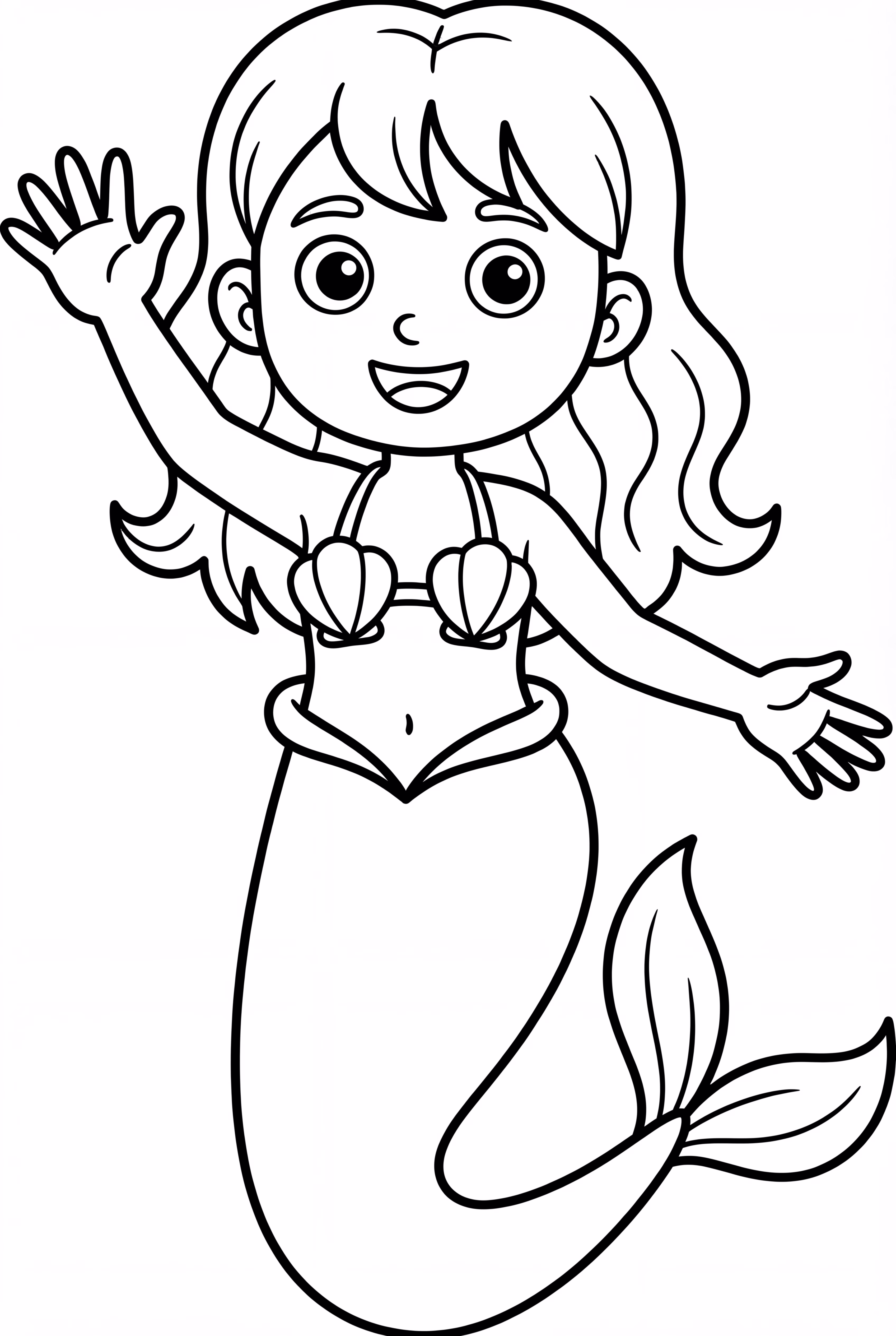 Happy Mermaid Waving Under The Sea