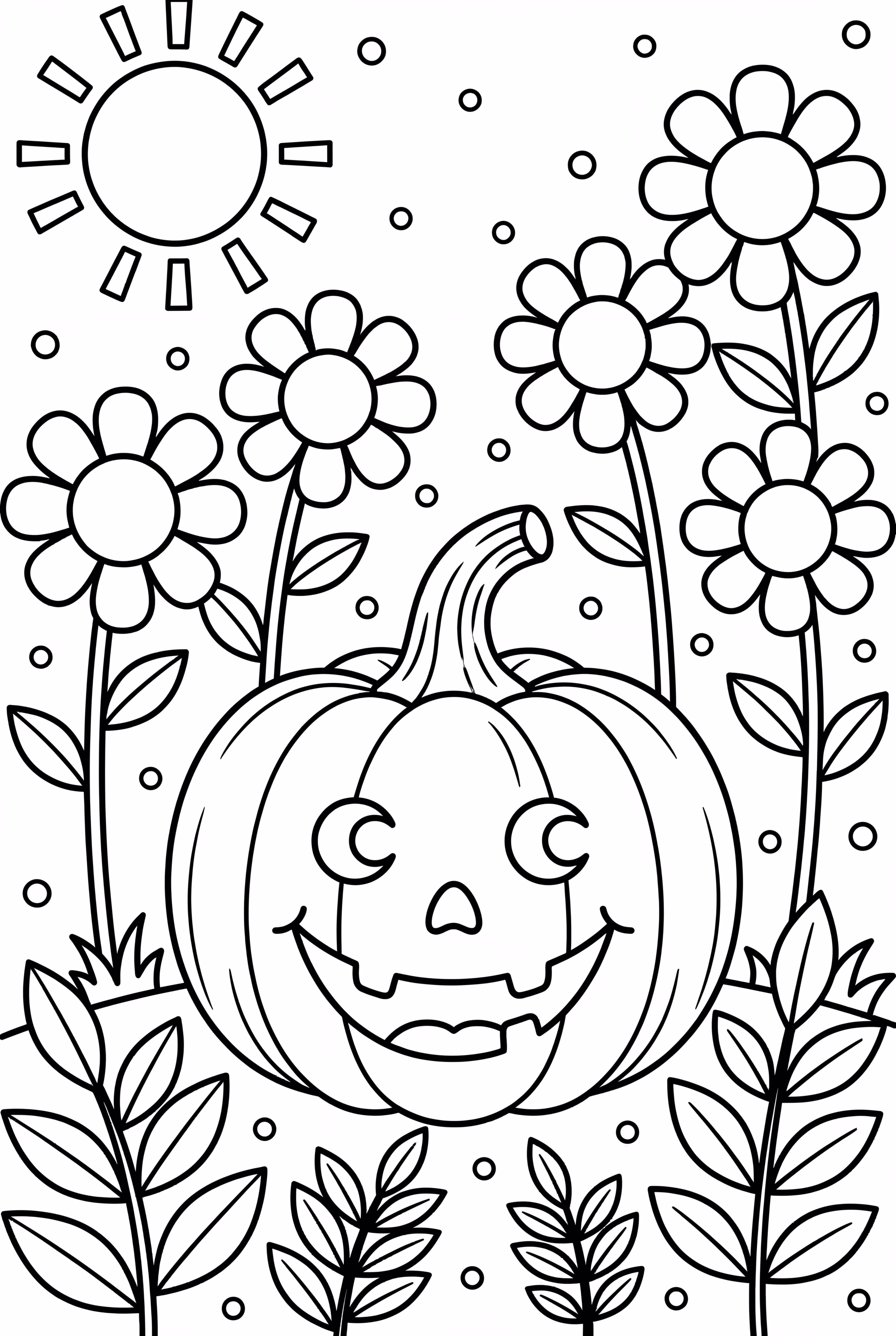 Happy pumpkin patch scene
