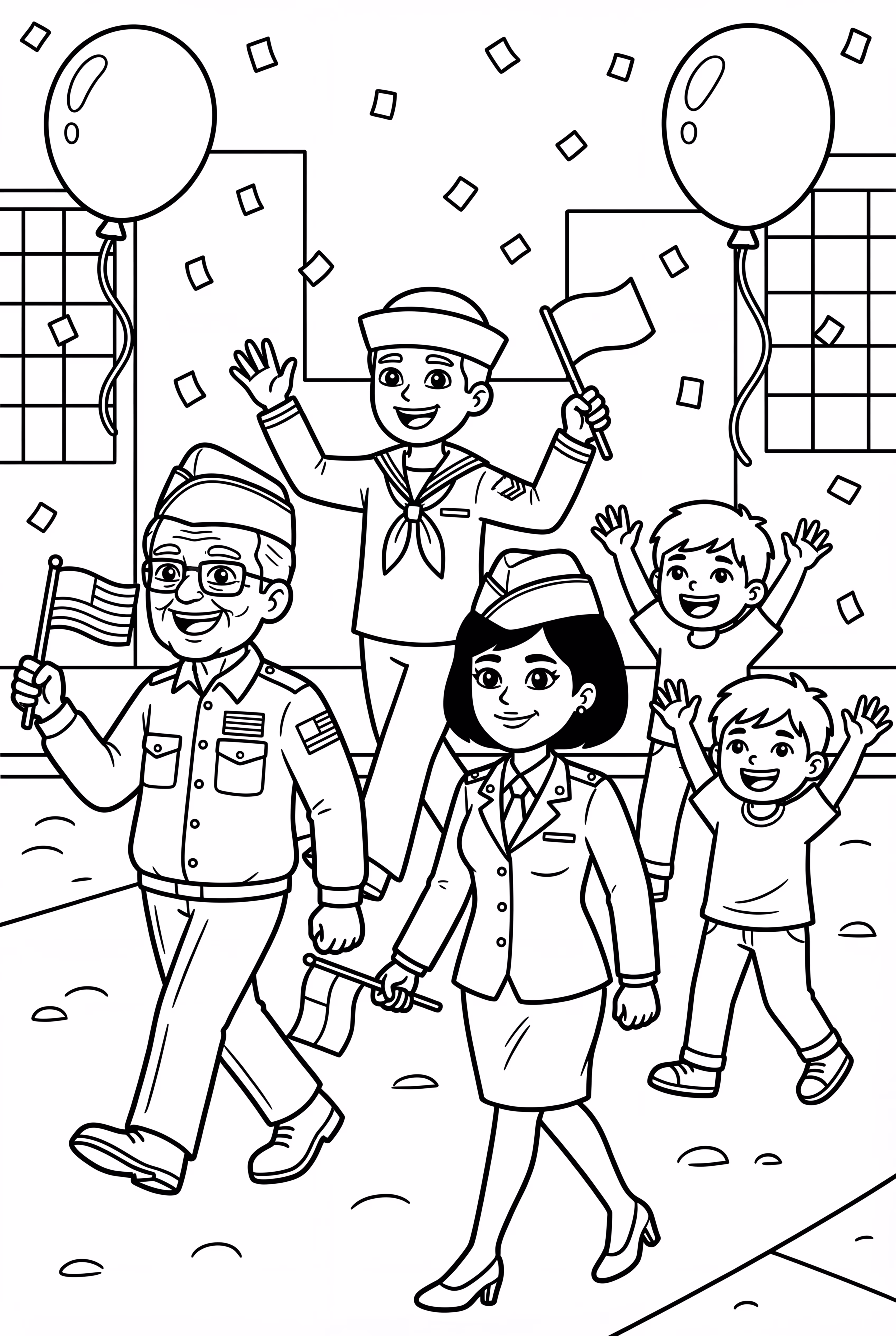 Cena Feliz do Desfile do Dia dos Veteranos