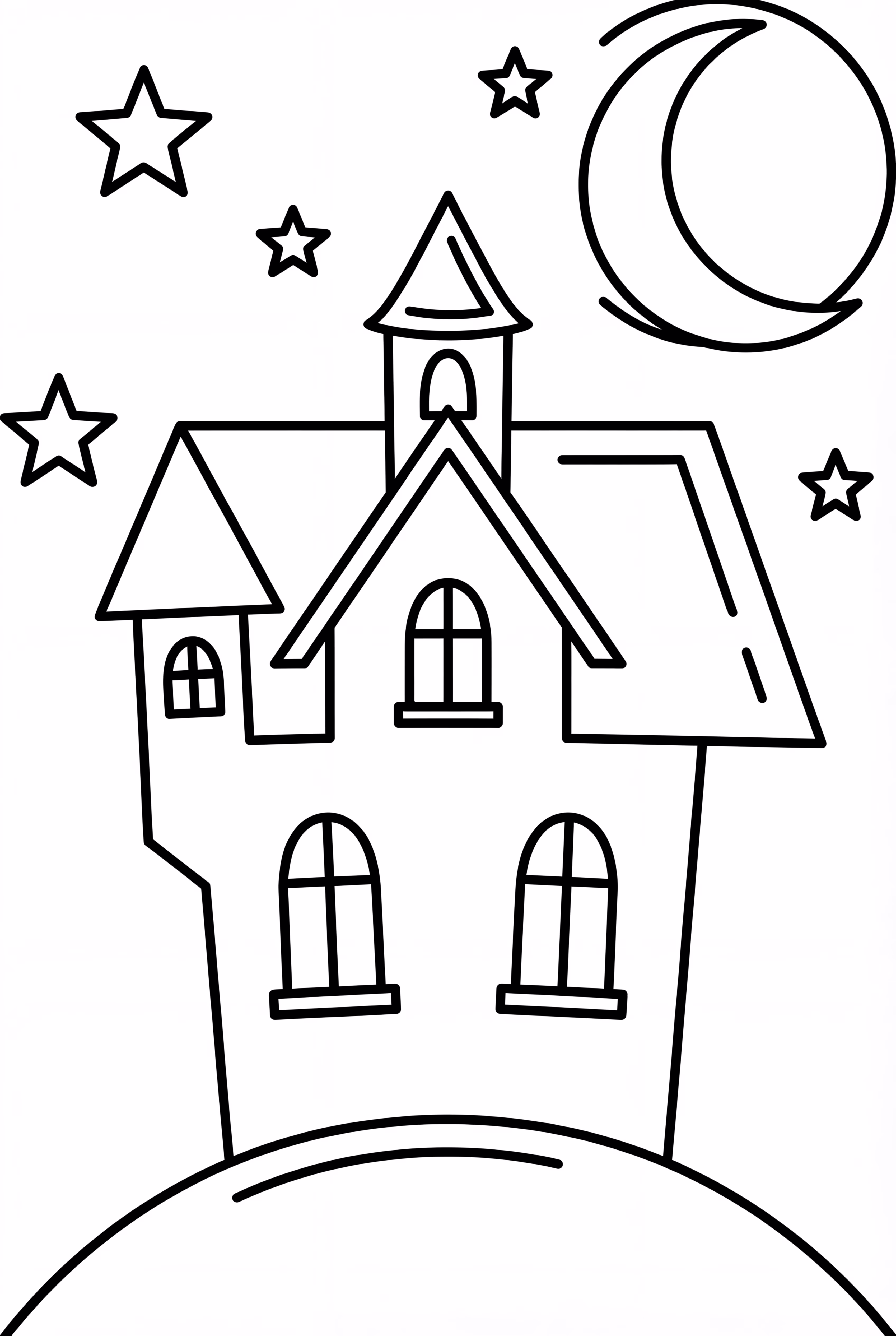 Haunted House And Crescent Moon