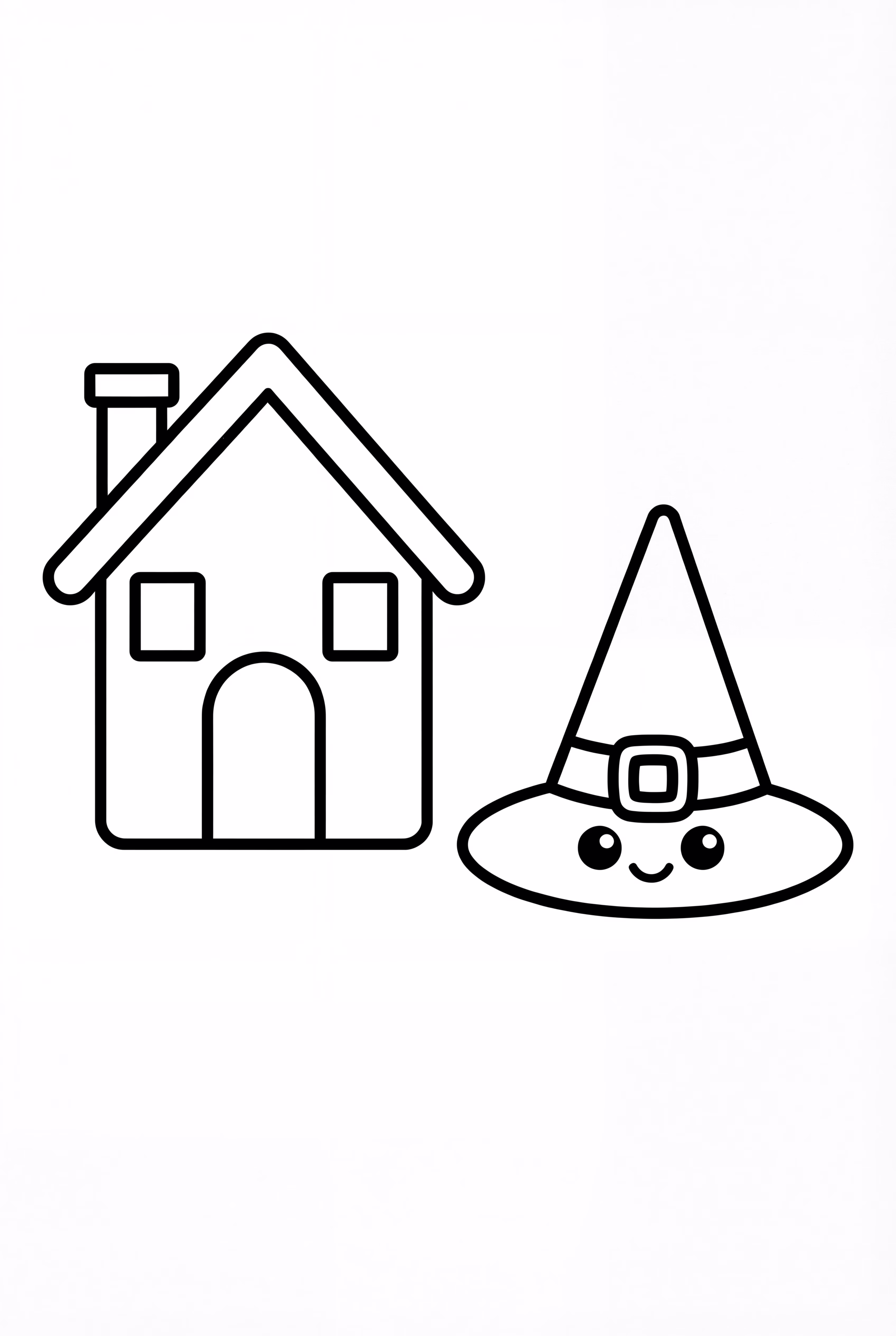 Spukhaus und Kicherhexe Hut