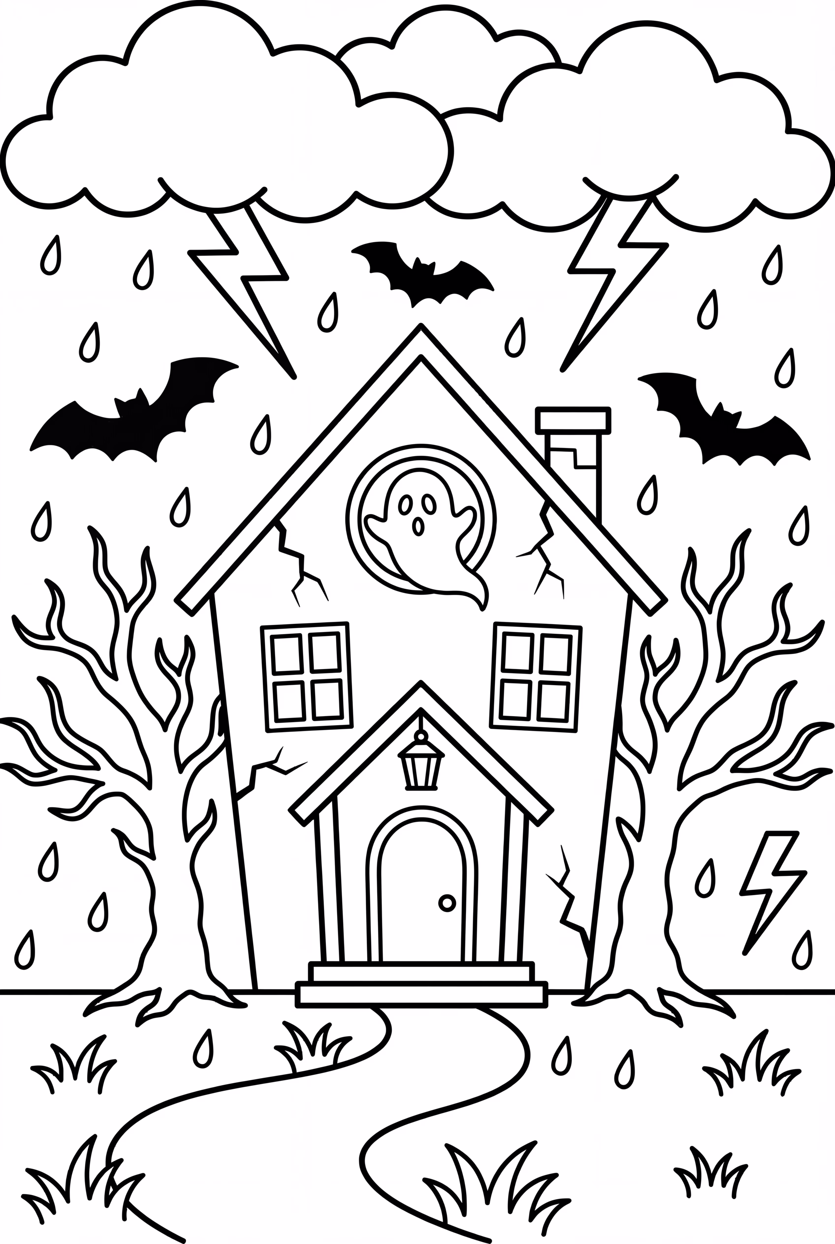 Haunted House In Stormy Night Sky