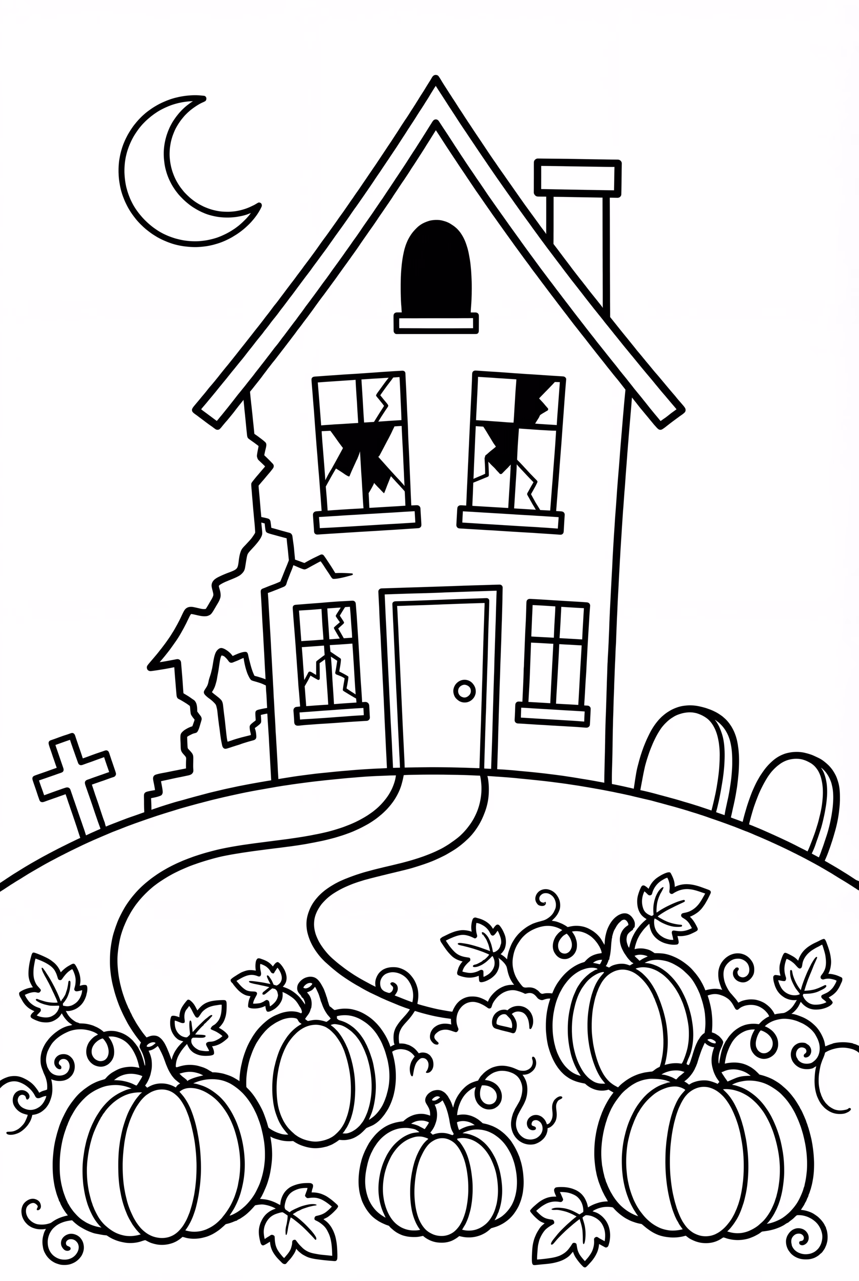 Haunted House Surrounded By Pumpkin Patch