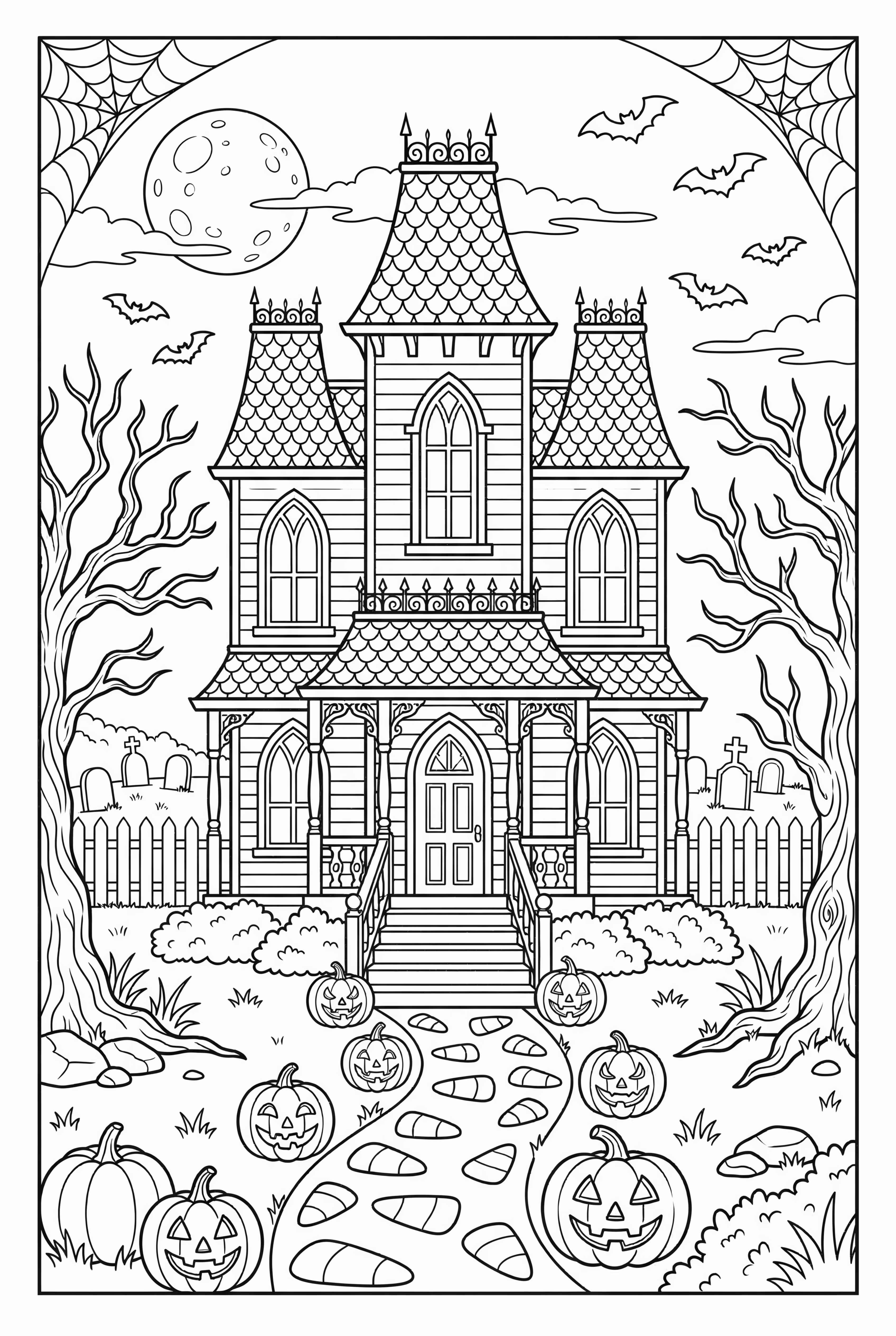 Haunted House With A Candy Corn Path