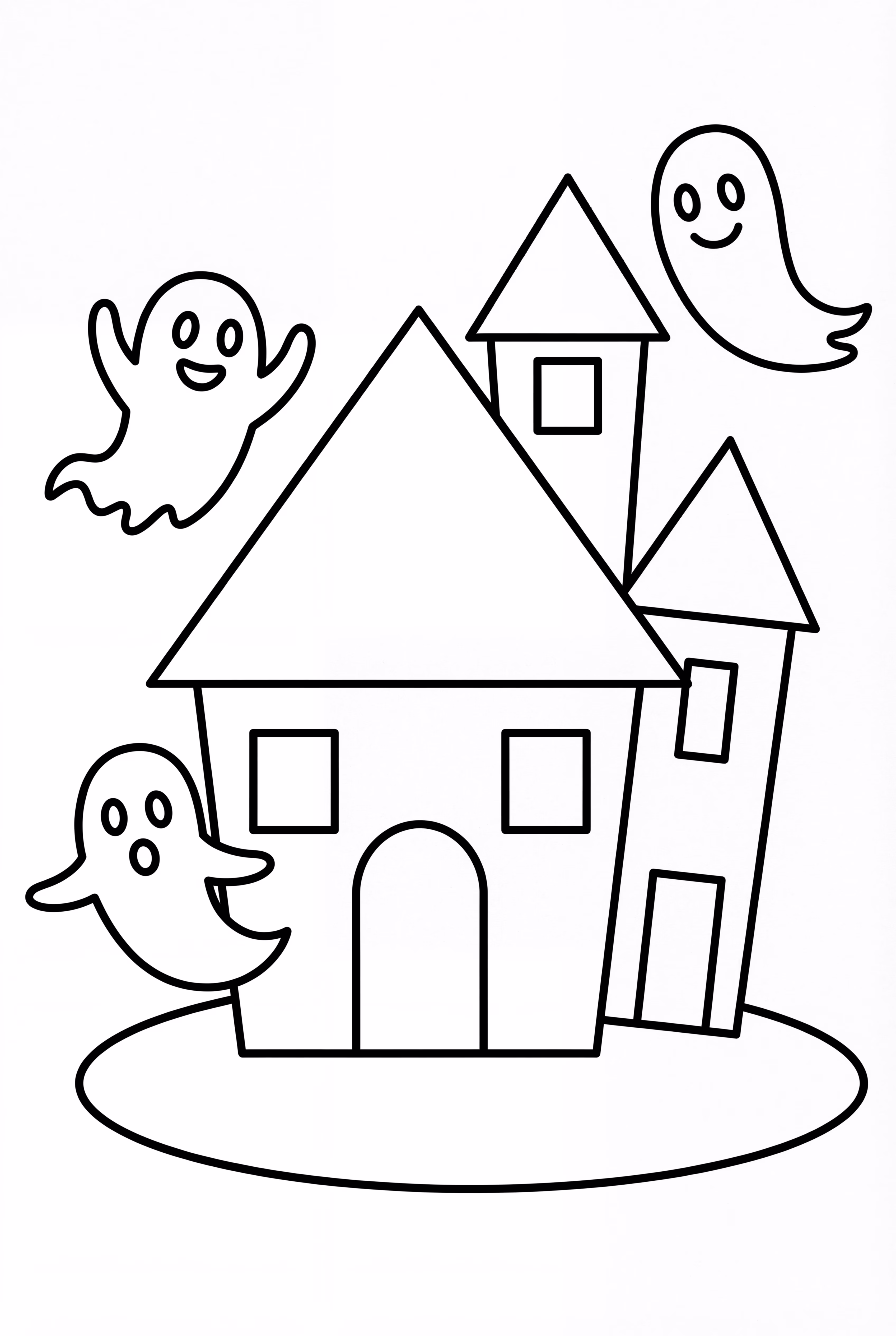Haunted House With Creepy Floating Ghosts
