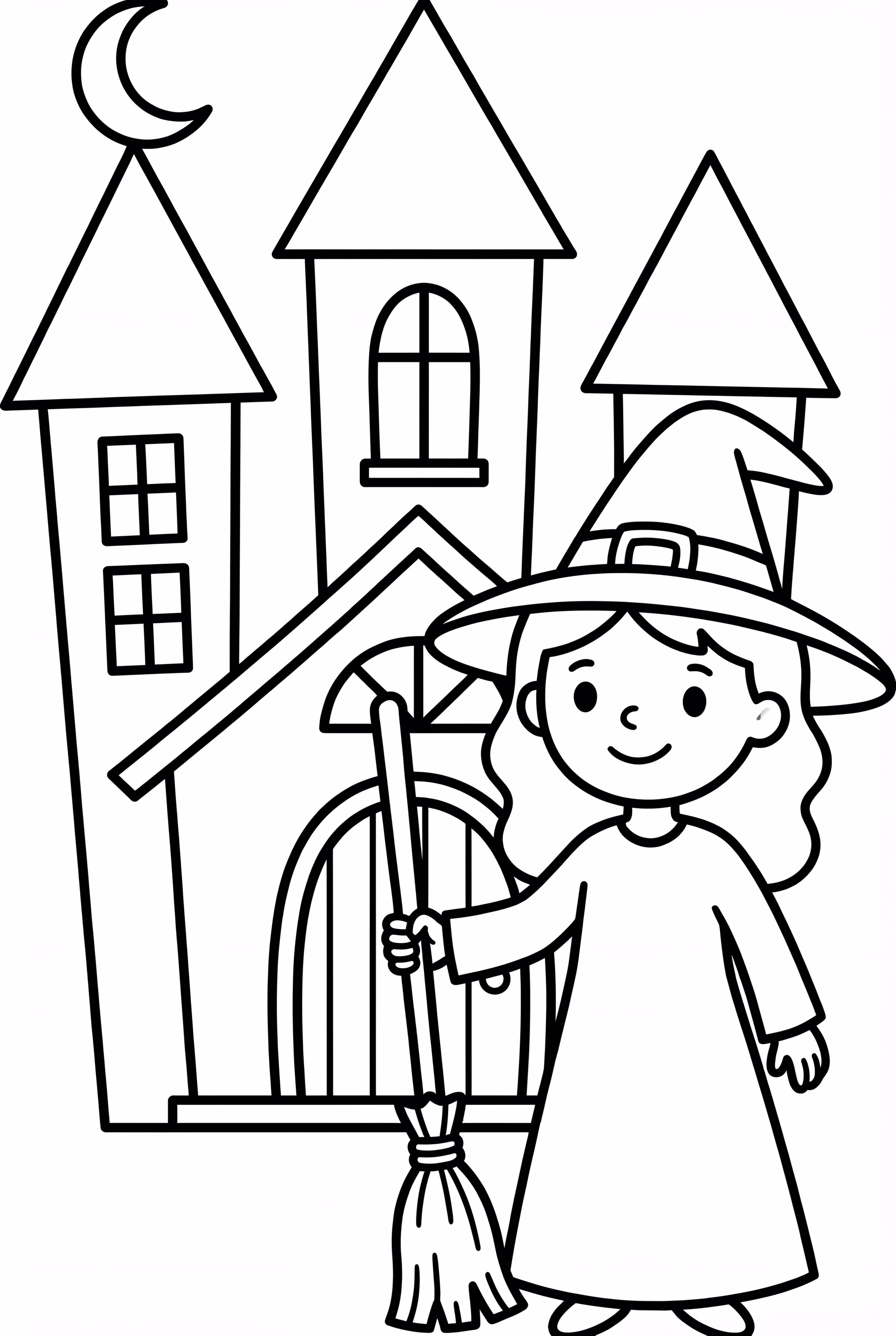 Casa Encantada Con Figura de Bruja Amigable