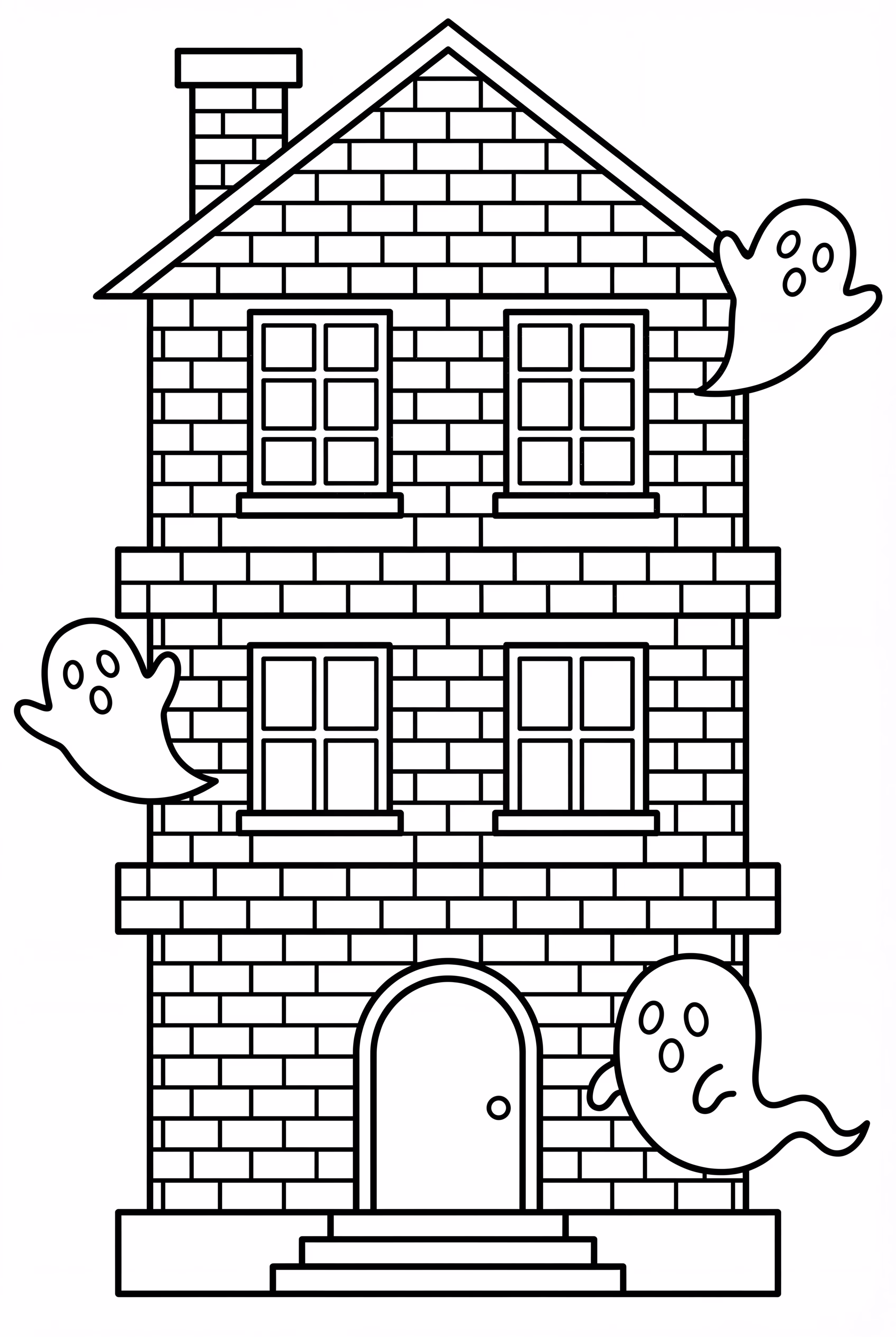 Haunted House With Simple Brick Patterns