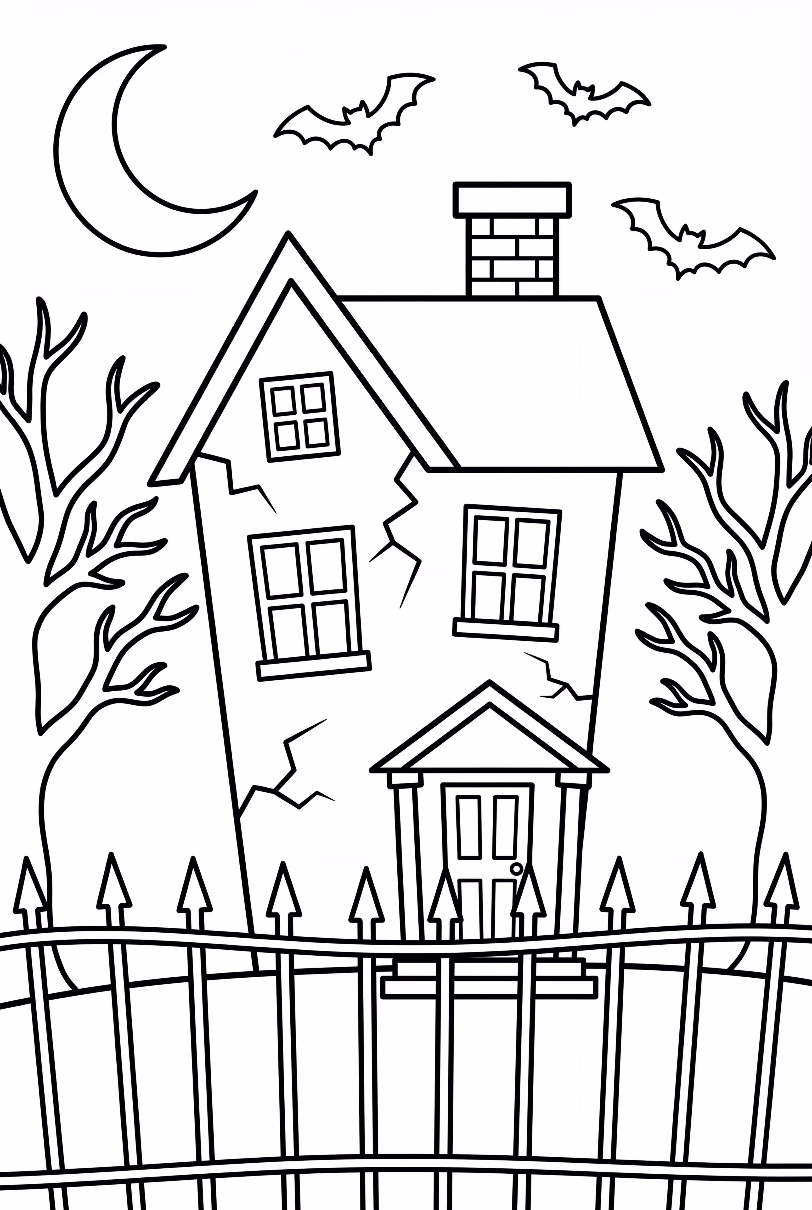 Haunted House With Spiked Iron Fence