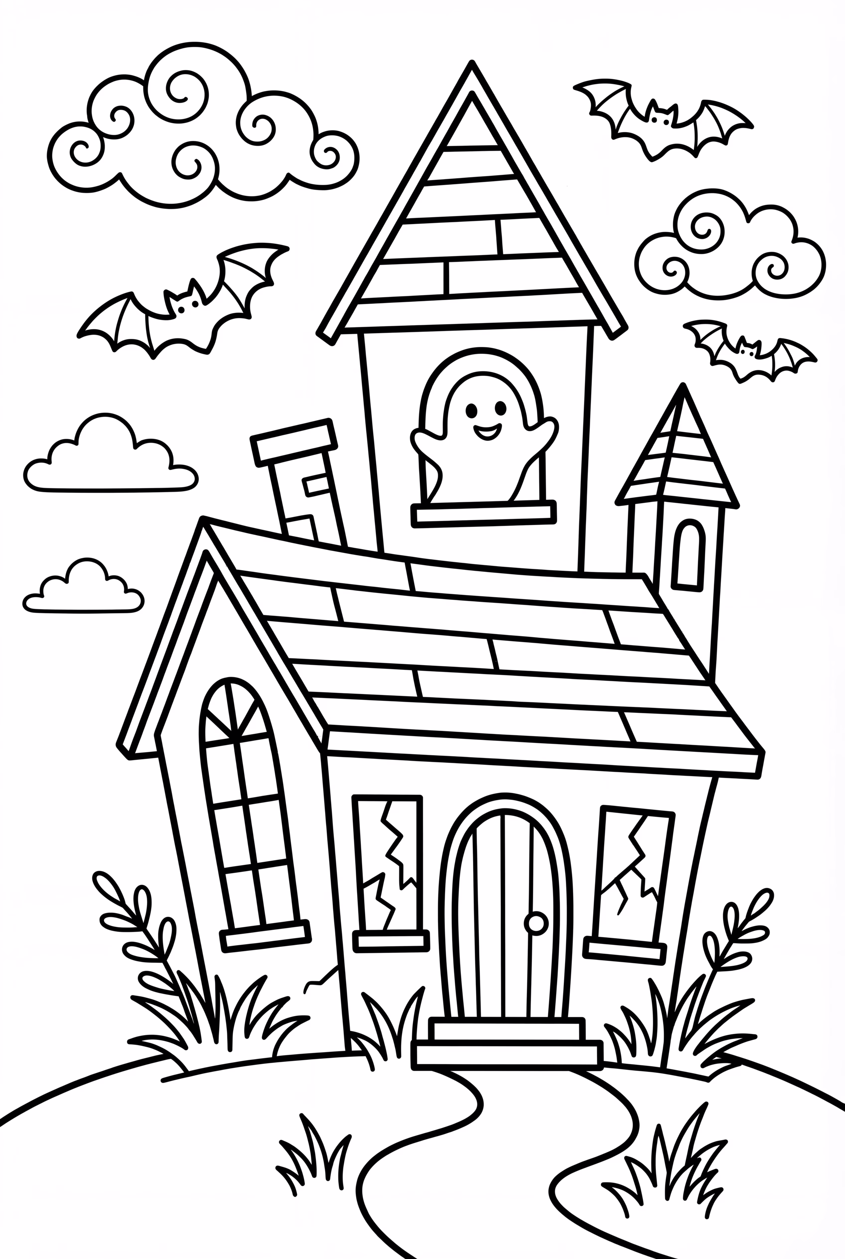 Haunted House With Swirling Clouds