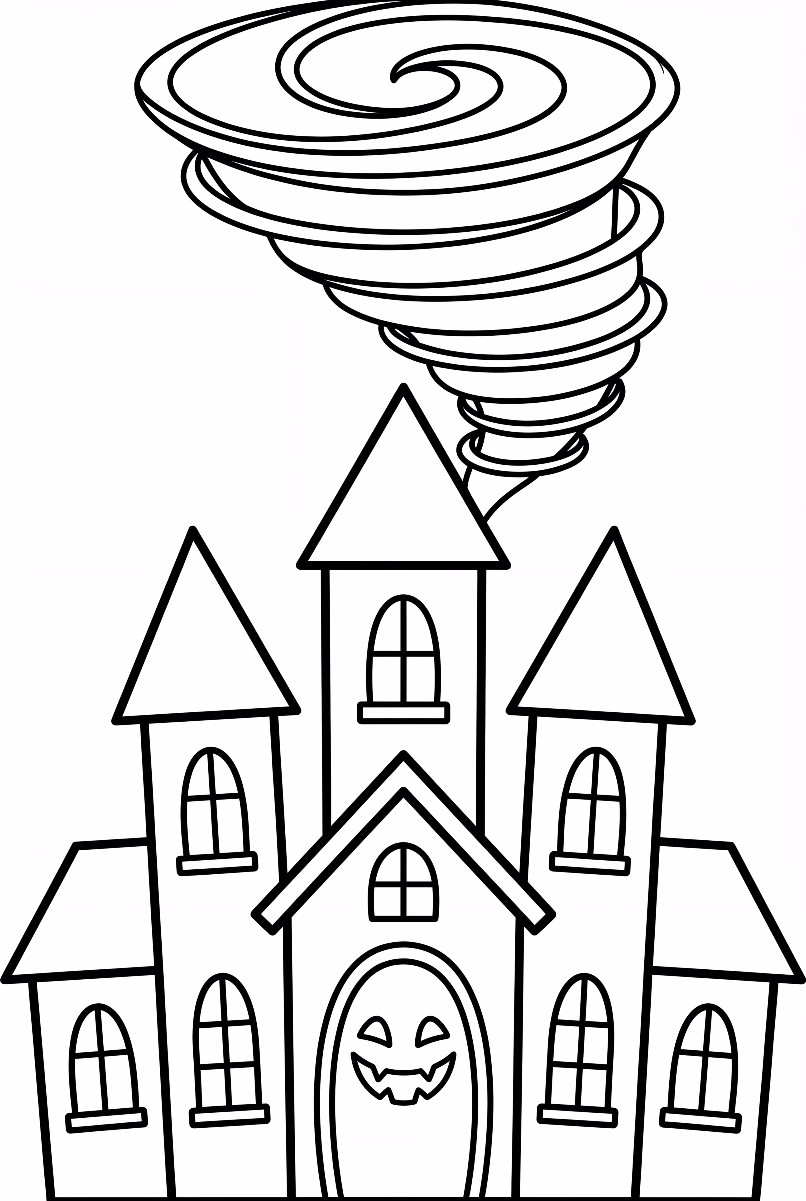 Haunted House With Swirly Tornado Background