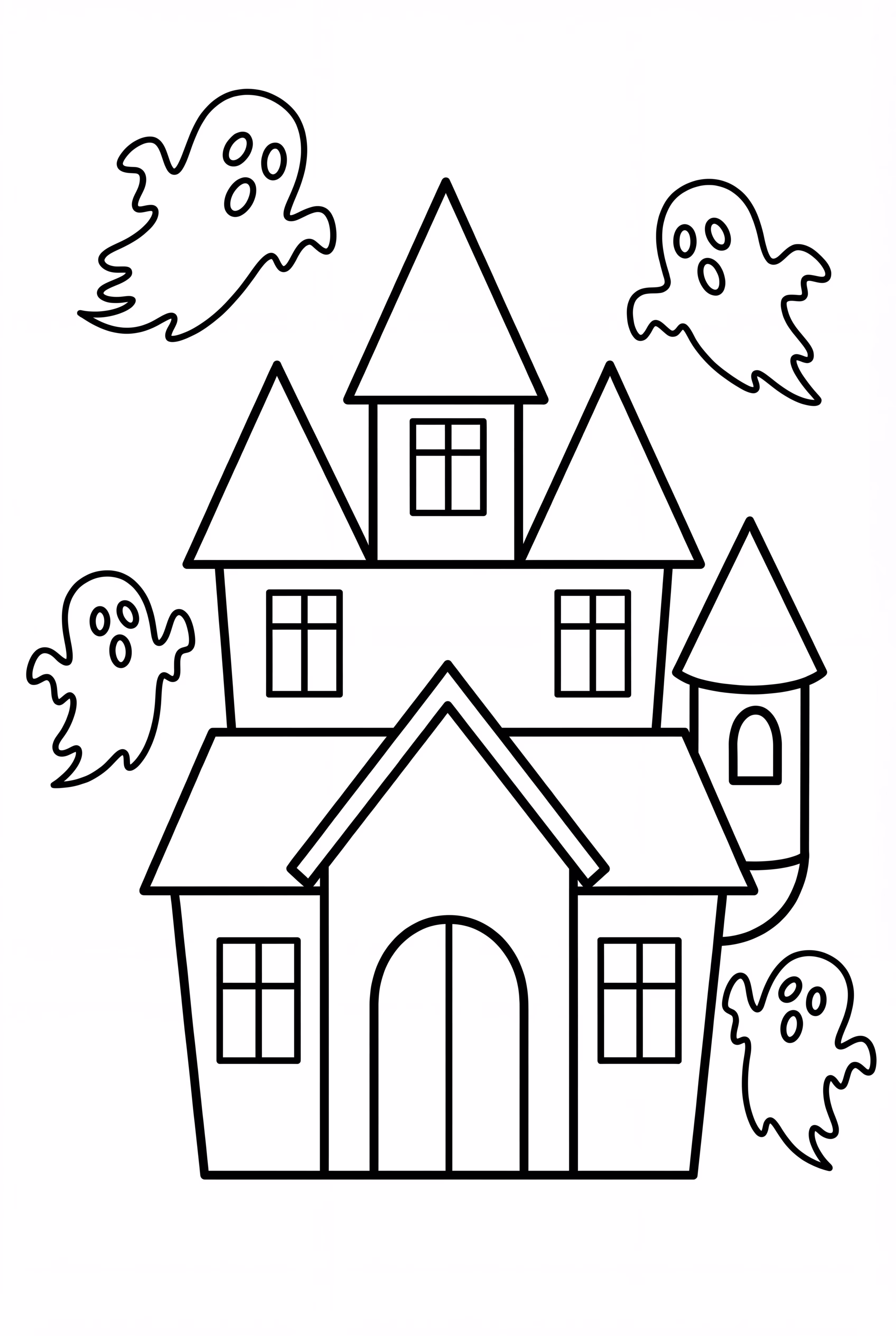 Haunted House With Wispy Ghost Shapes