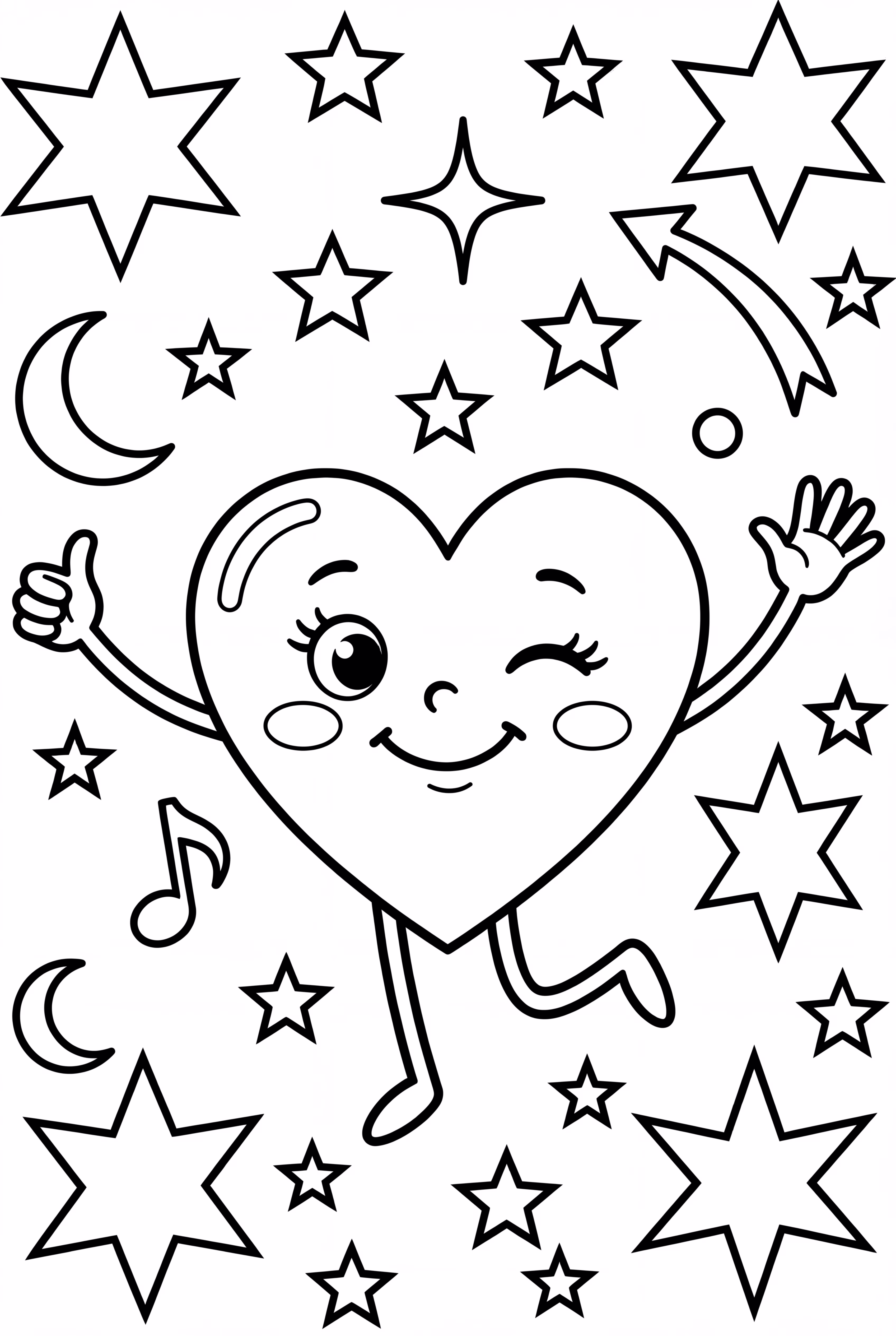 Heart And Rainbow Stars Dancing