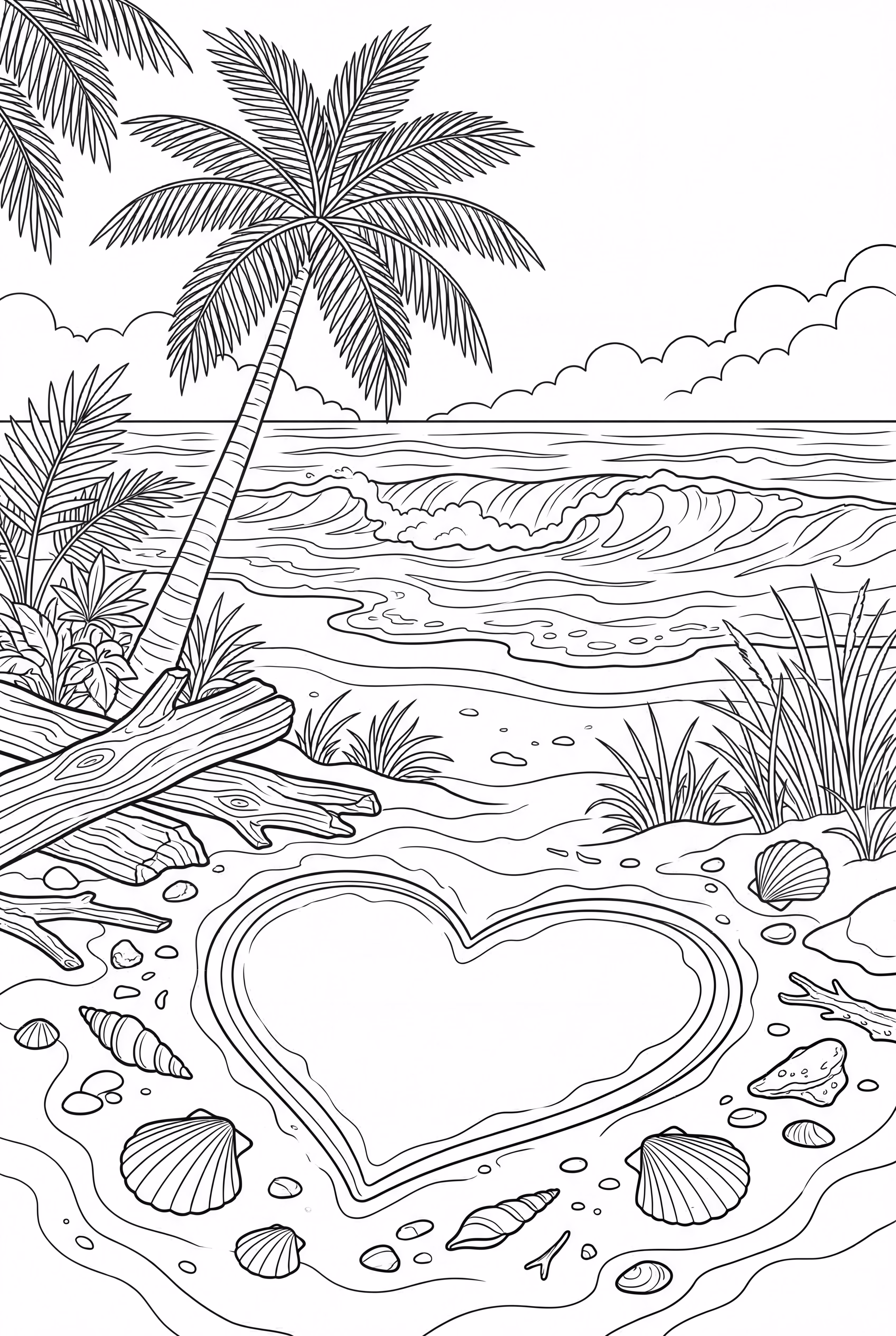 Dessin de cœur dans le sable de la plage