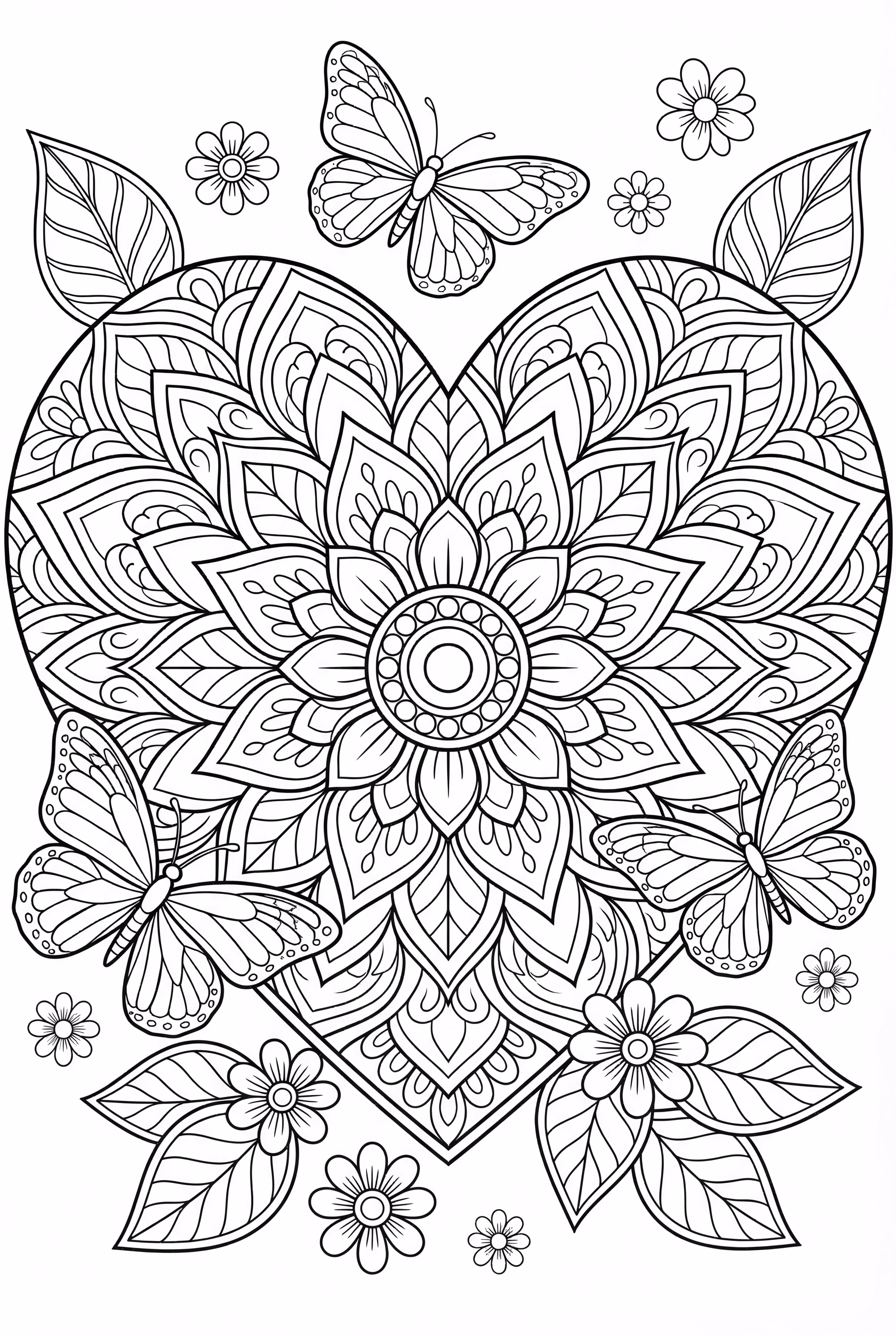 Heart Mandala With Butterflies