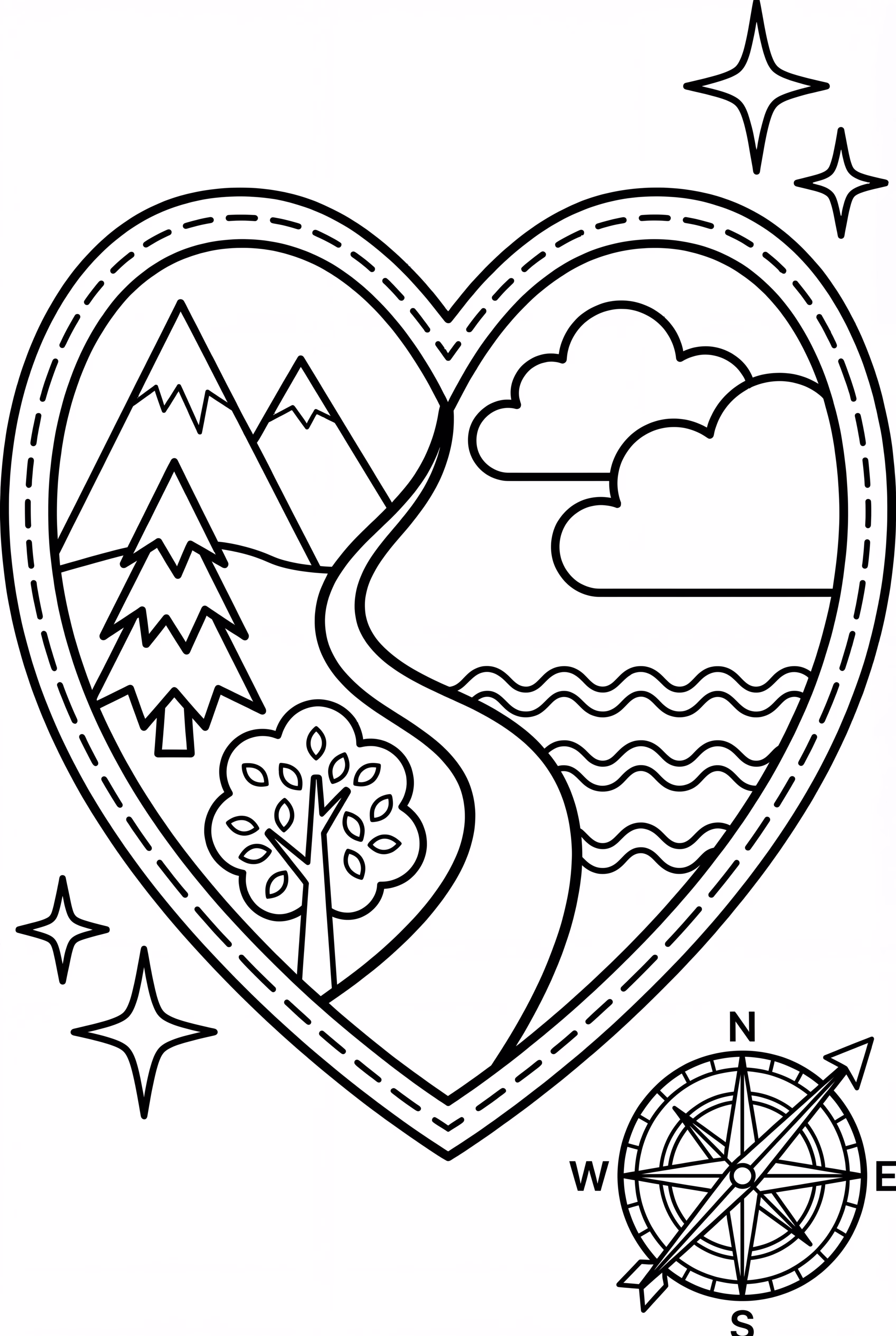Mapa do Coração com Bússola