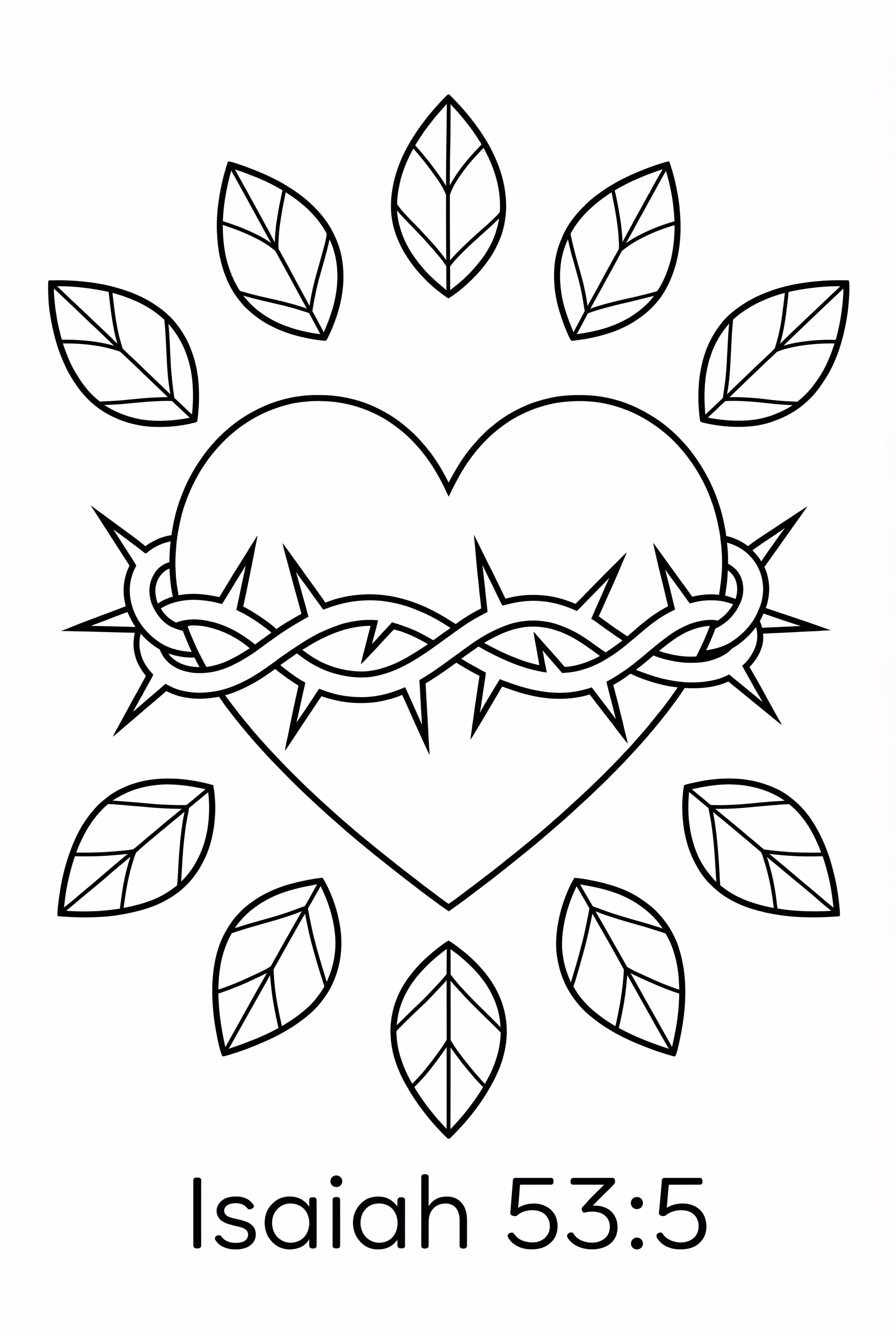 Heart With A Crown Of Thorns And Isaiah 53 5