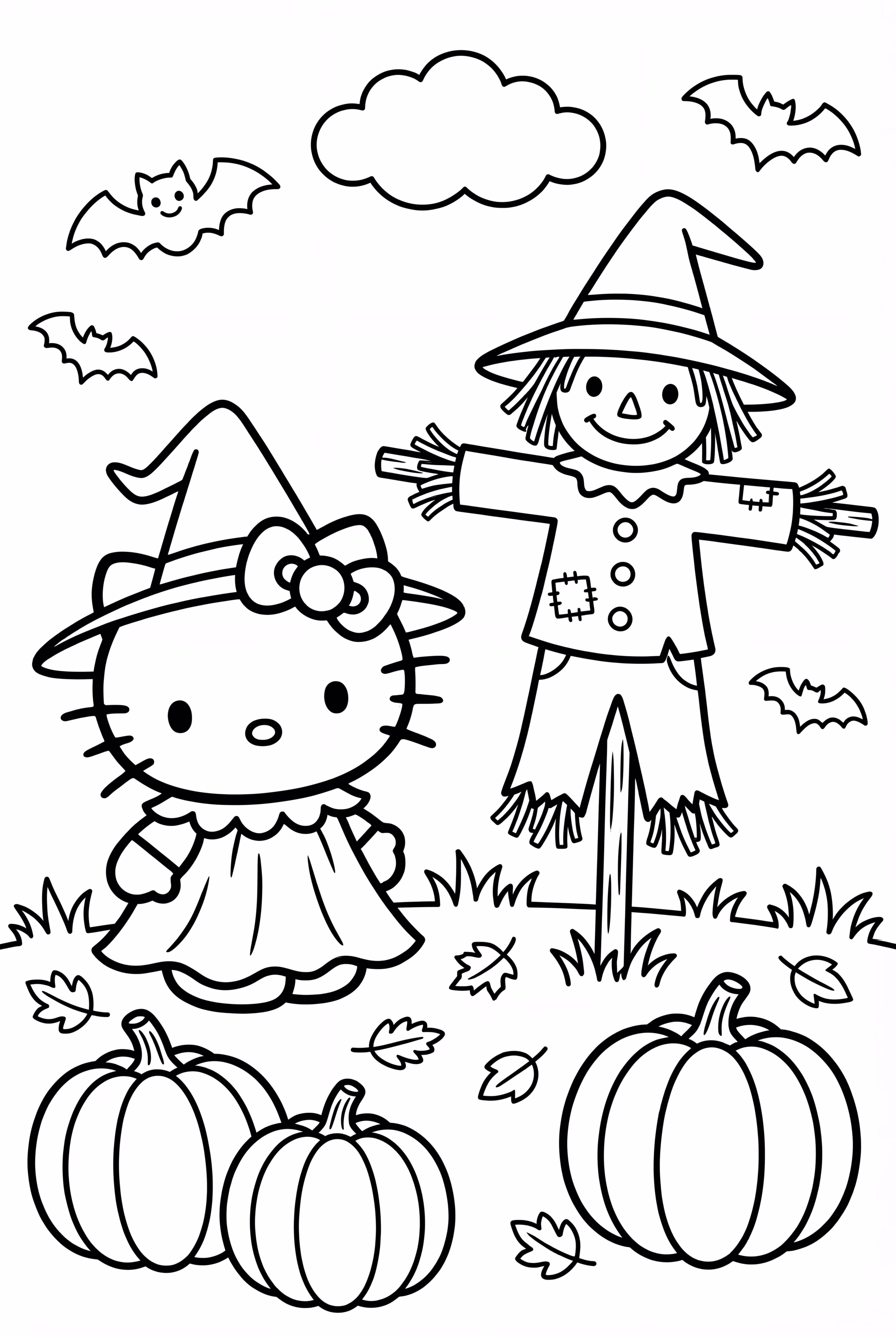 Hello Kitty And A Friendly Scarecrow