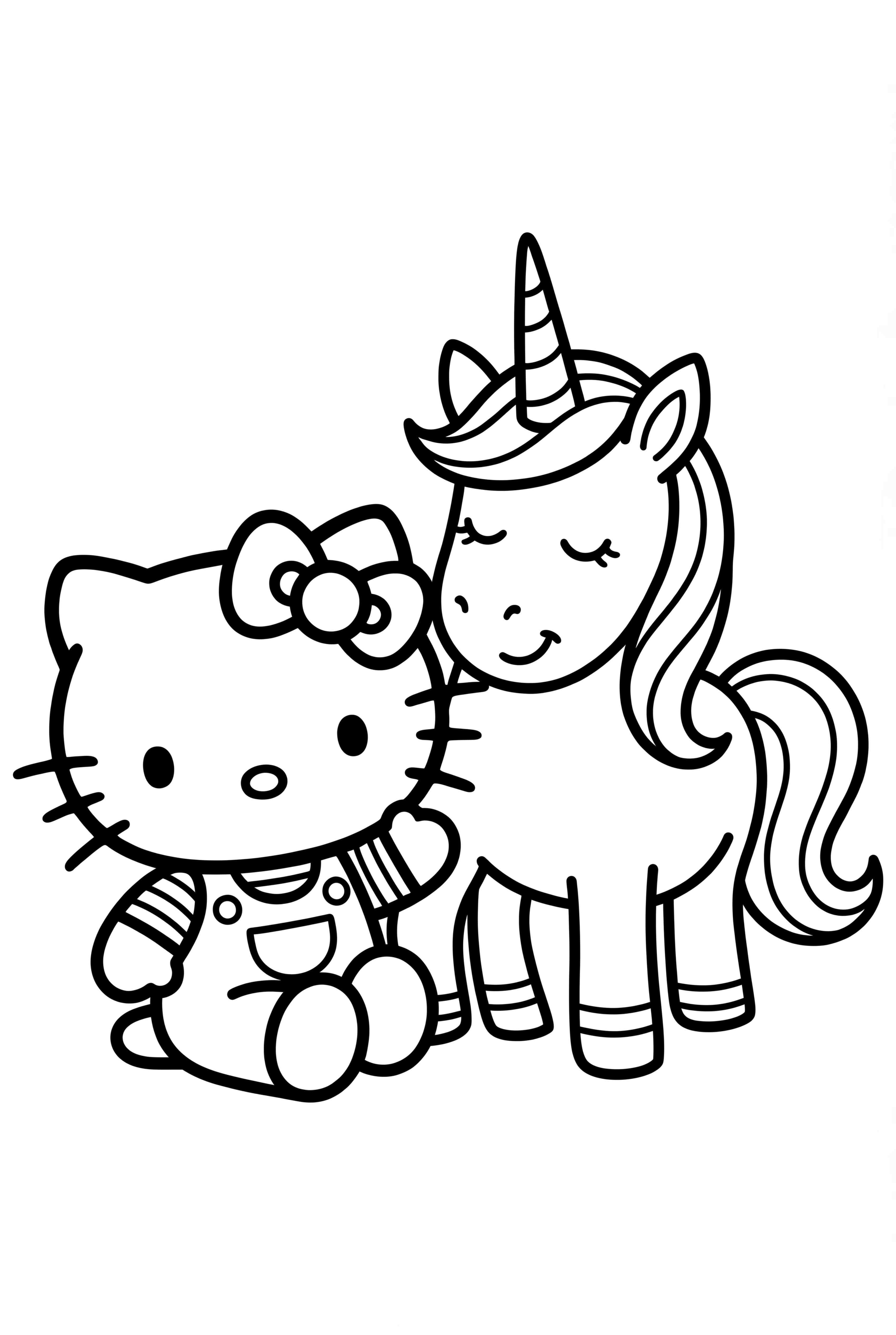 Hello Kitty and a Rainbow Unicorn