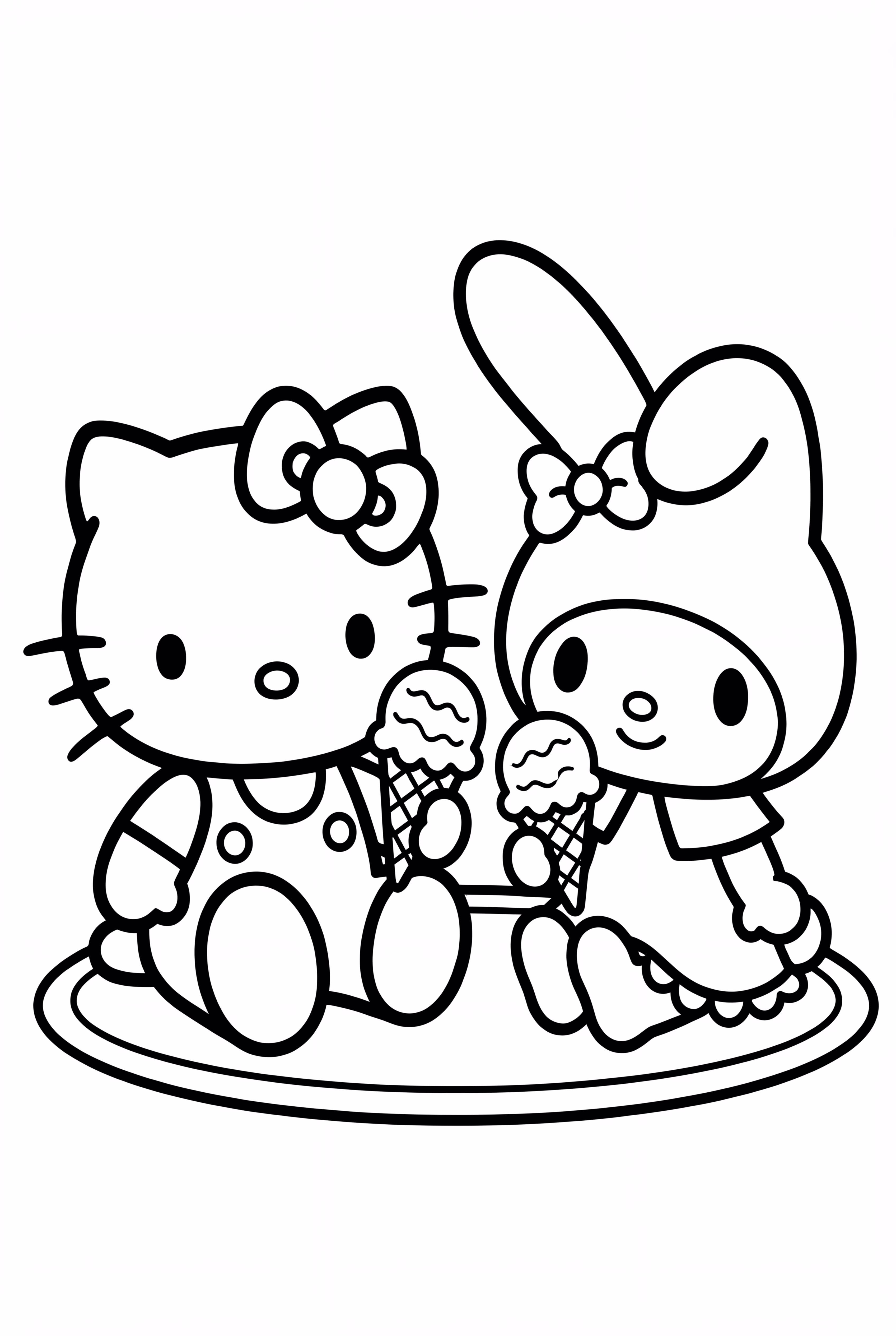 Hello Kitty et My Melody partagent une glace