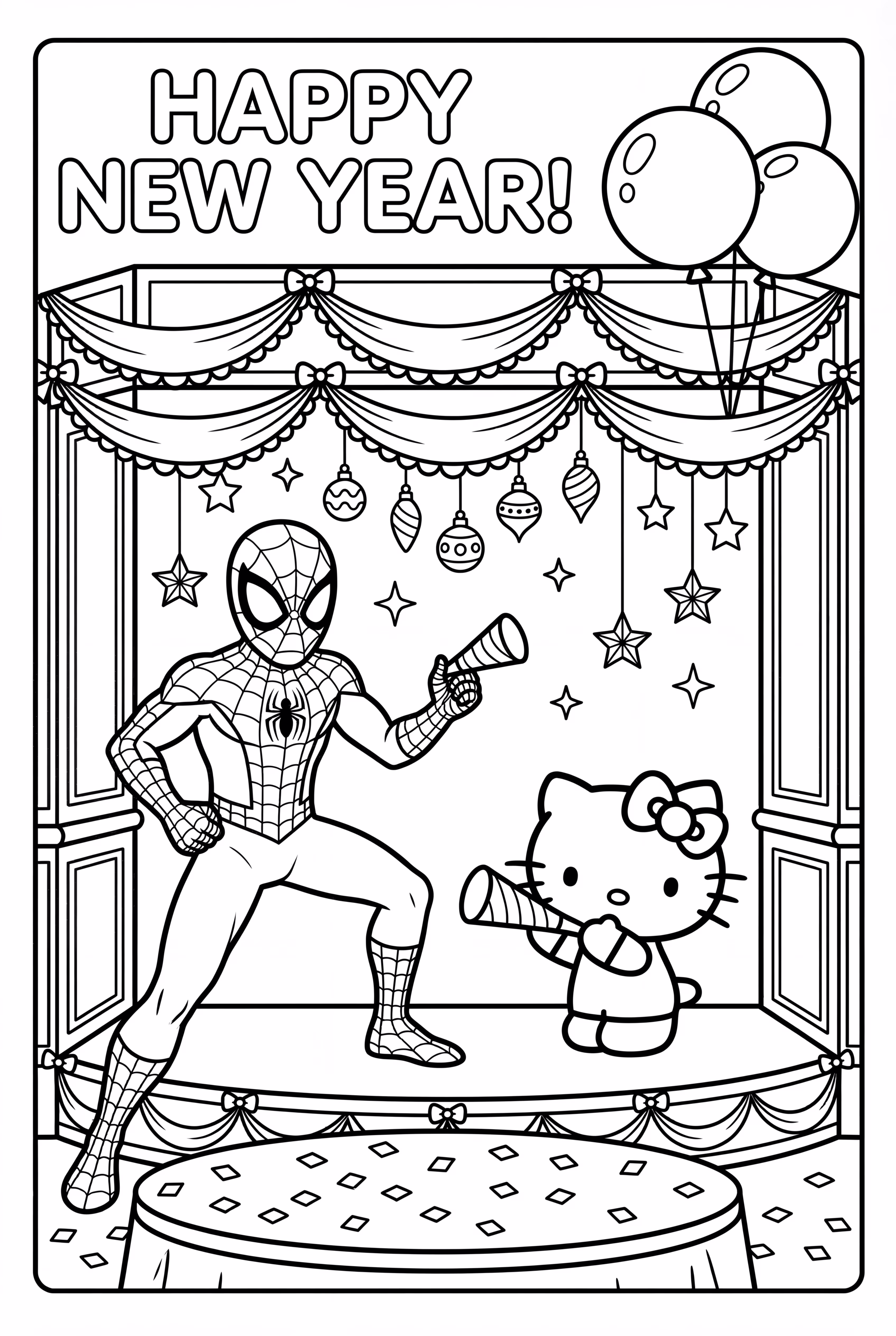 哈囉凱蒂和蜘蛛人 2025 新年快樂