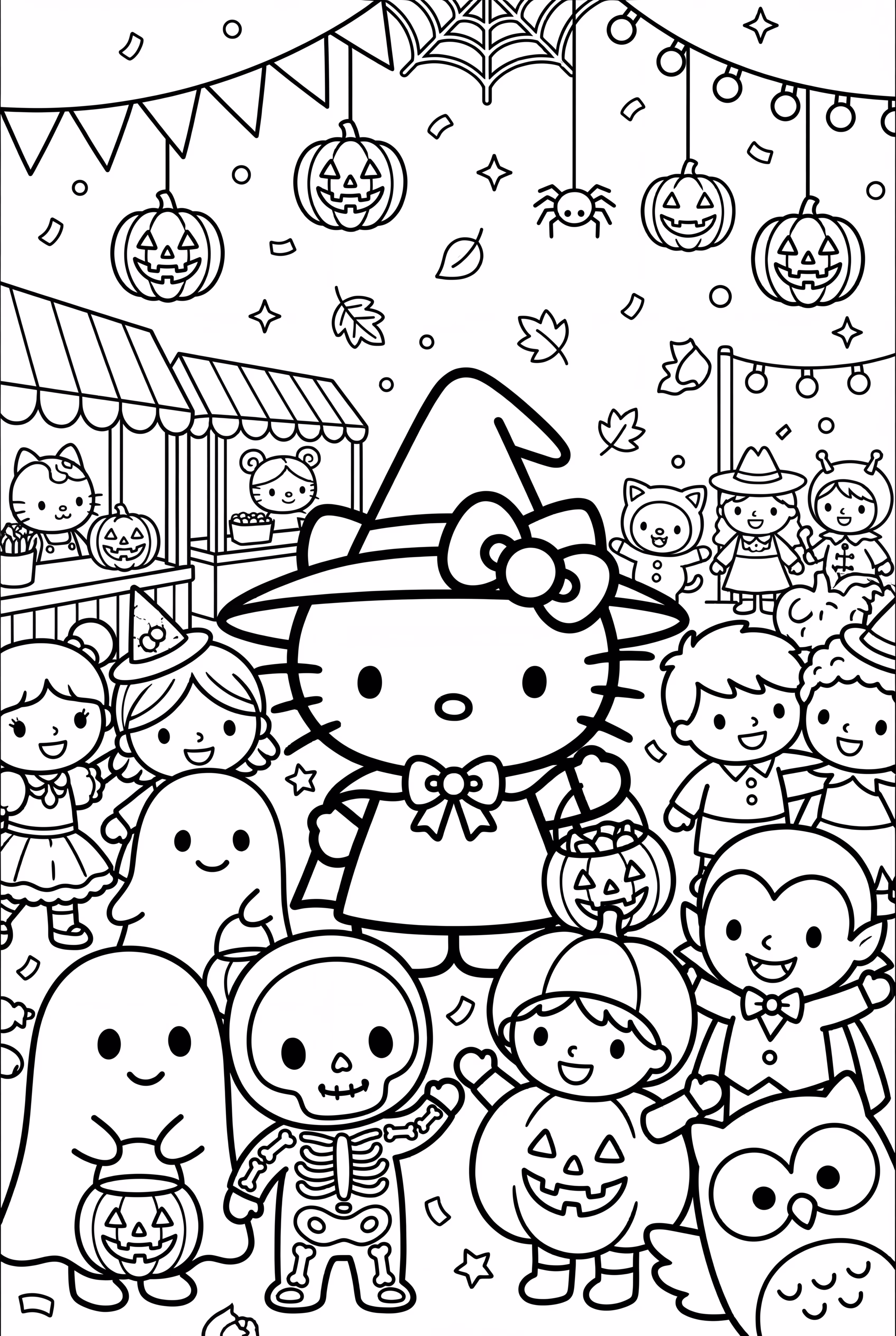 Hello Kitty At A Crowded Halloween Festival