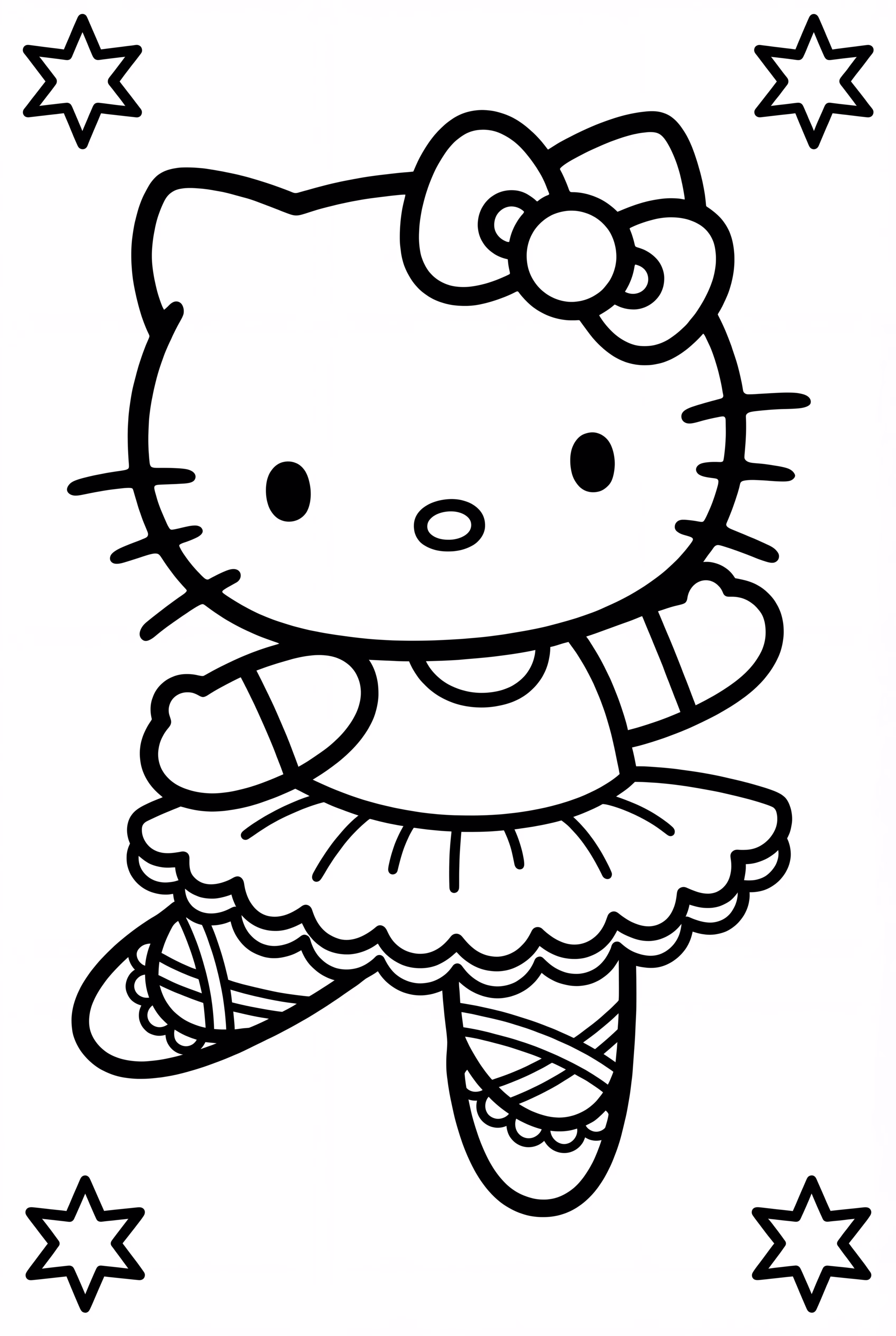 Hello Kitty Ballerina in a Starry Night Scene
