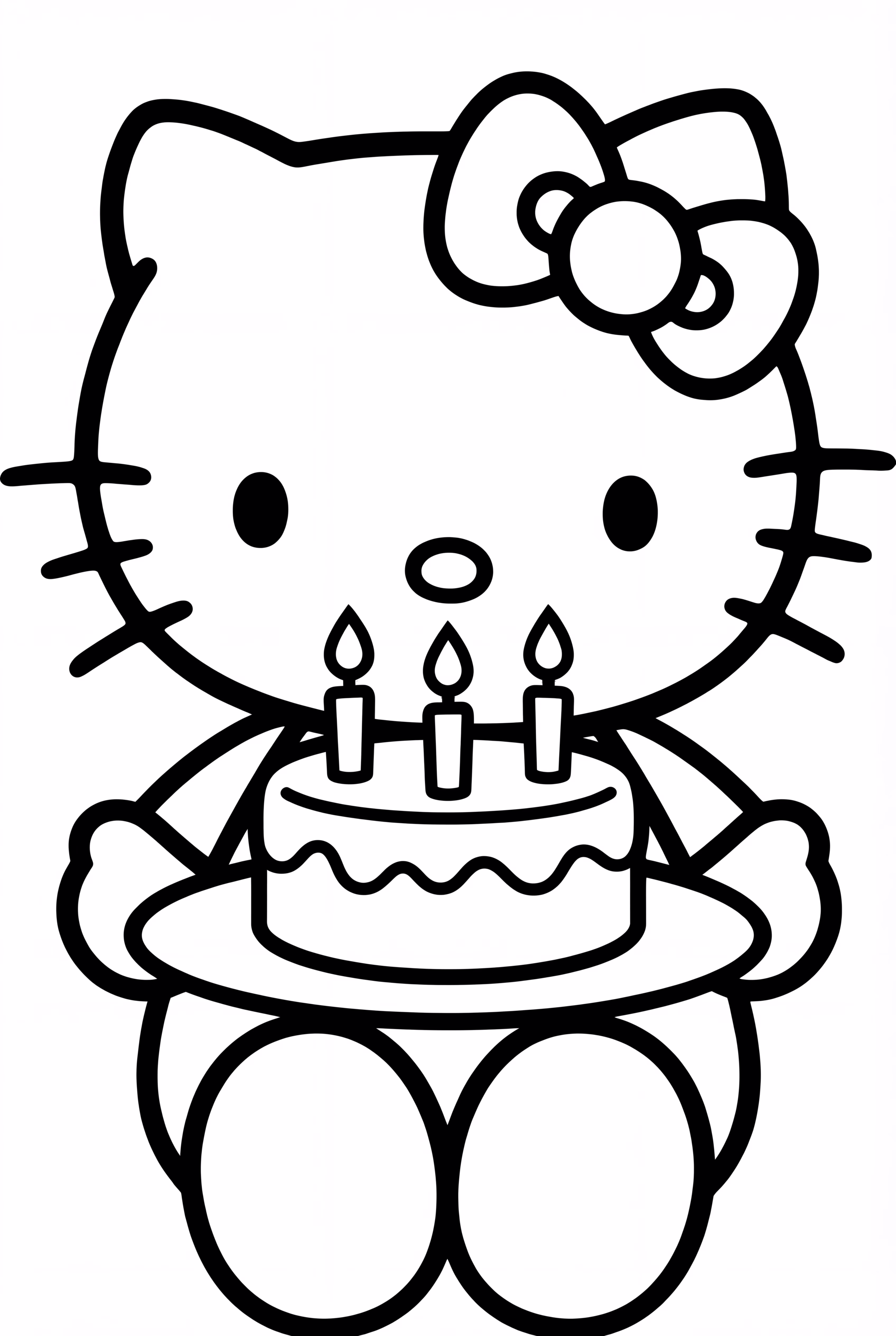 Hello Kitty Blowing Birthday Candles on a Cake