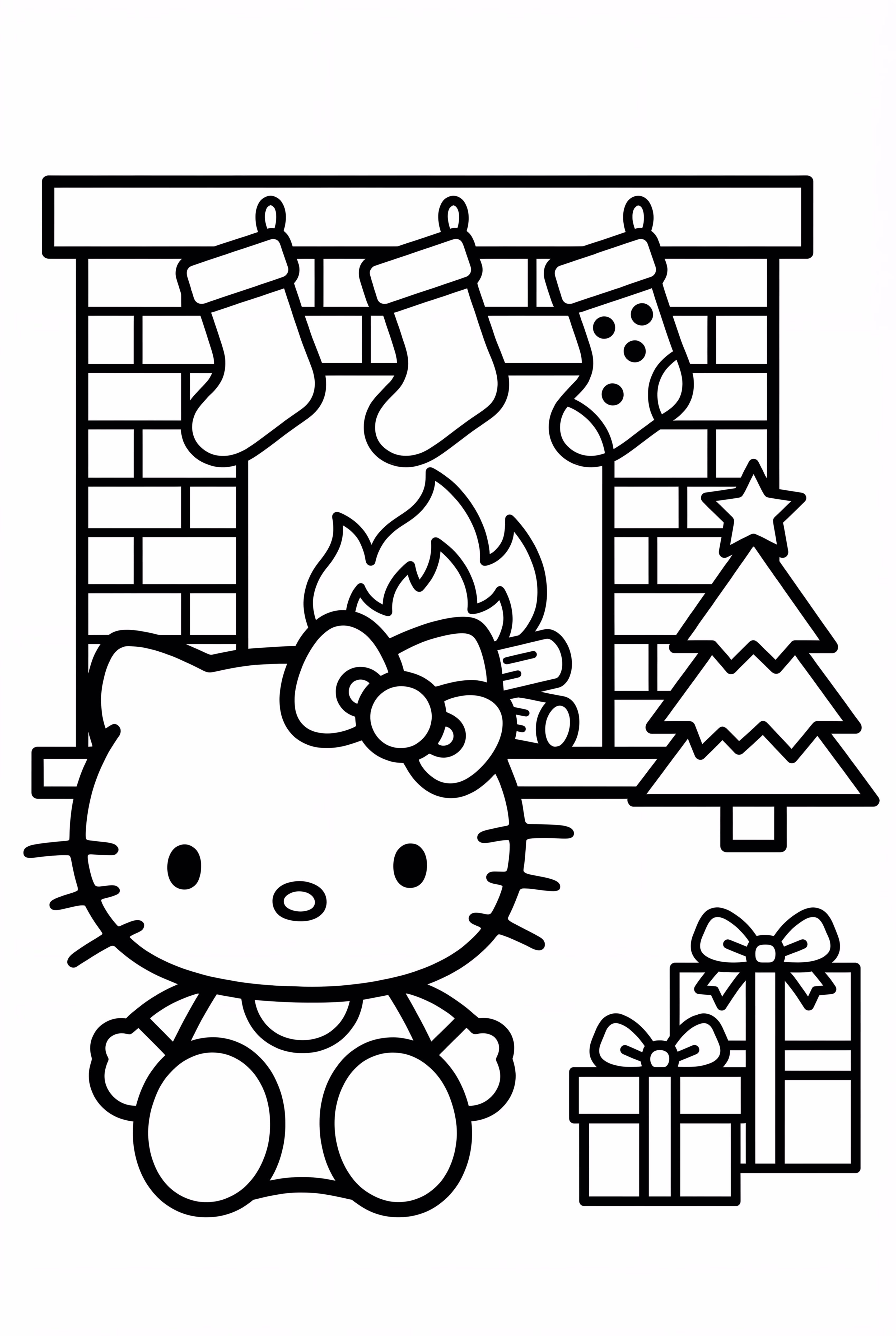 Hello Kitty By A Cozy Fireplace
