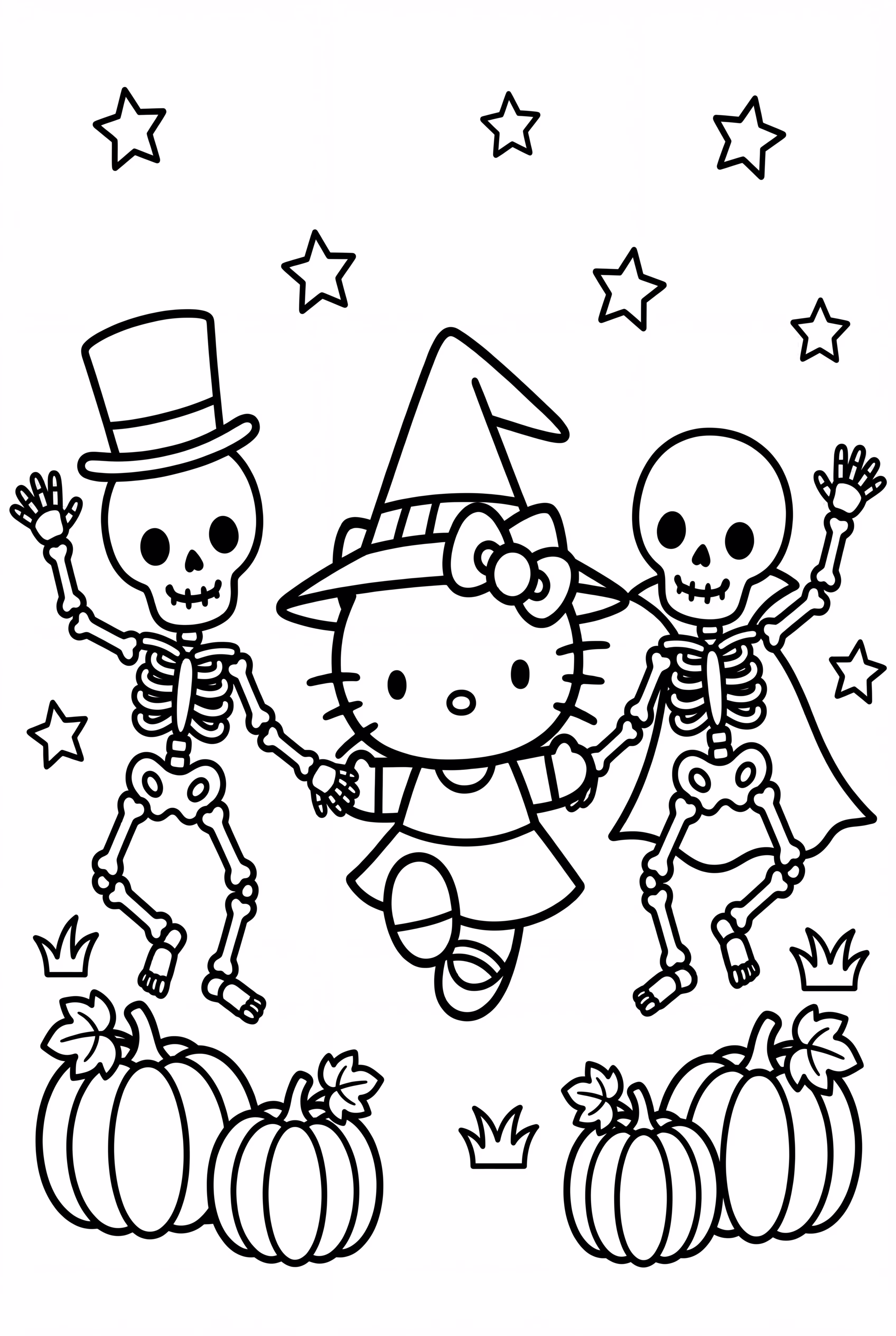 Hello Kitty Dancing With Skeletons