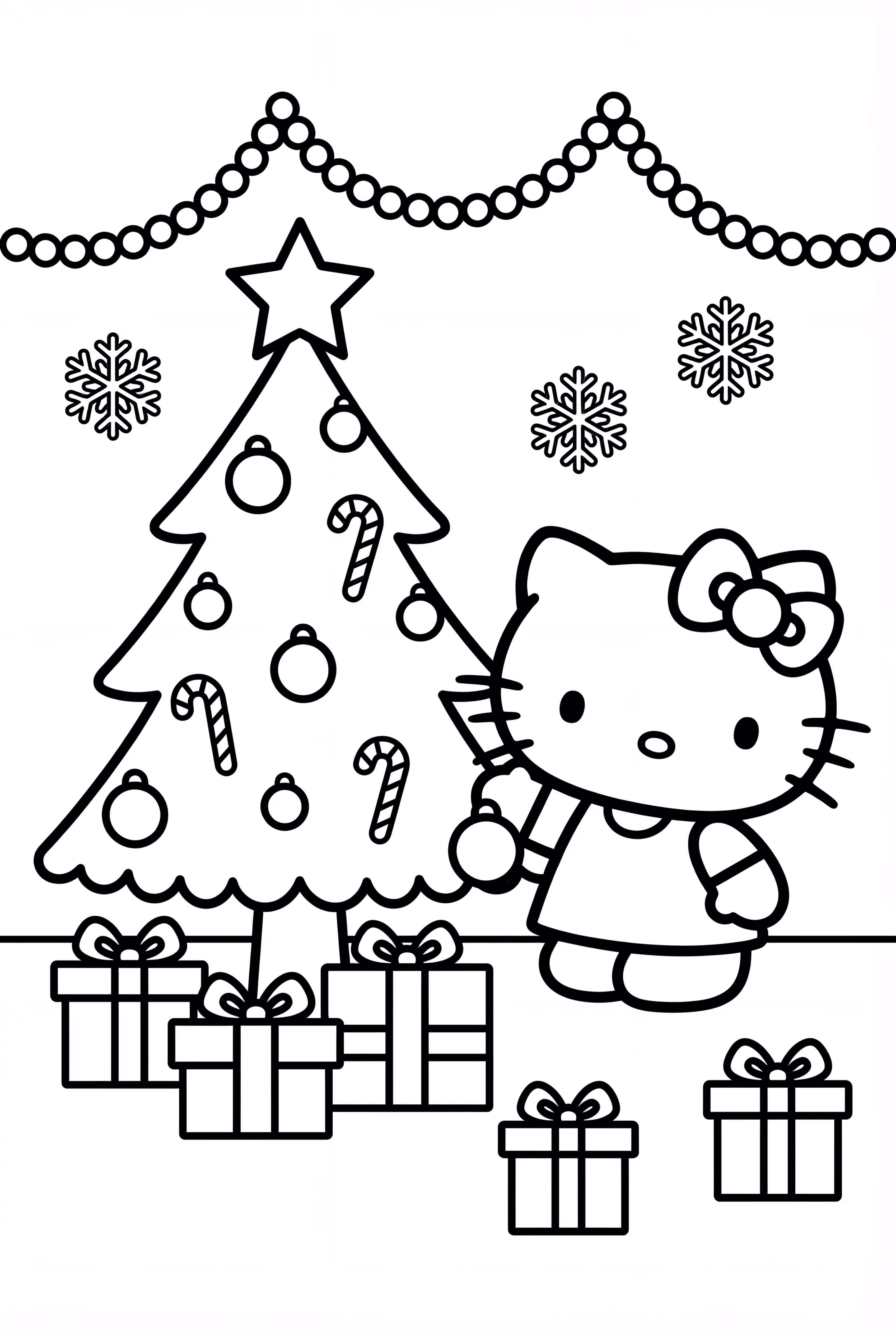 Hello Kitty Decorating The Christmas Tree