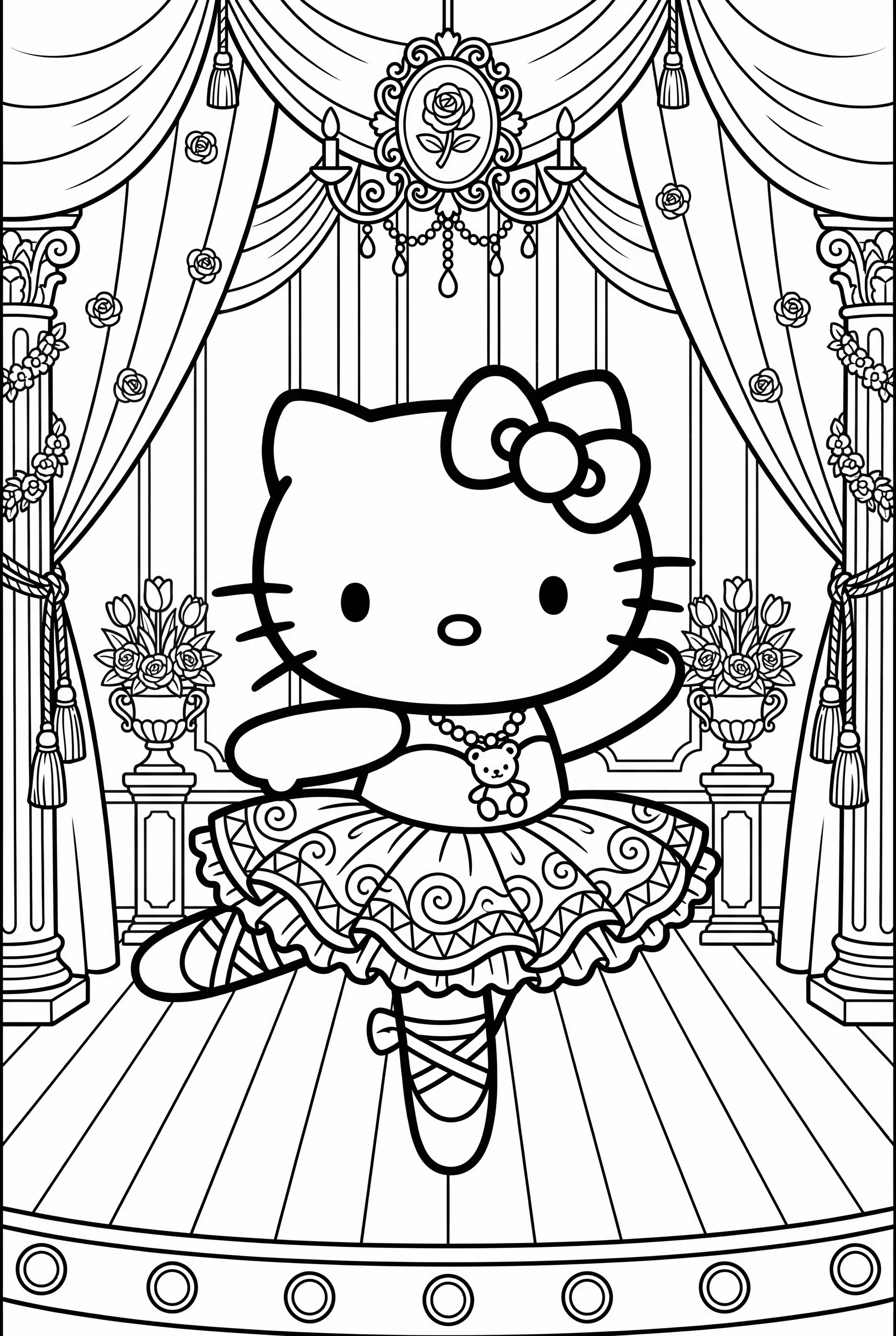 Hello Kitty 打扮成芭蕾舞者