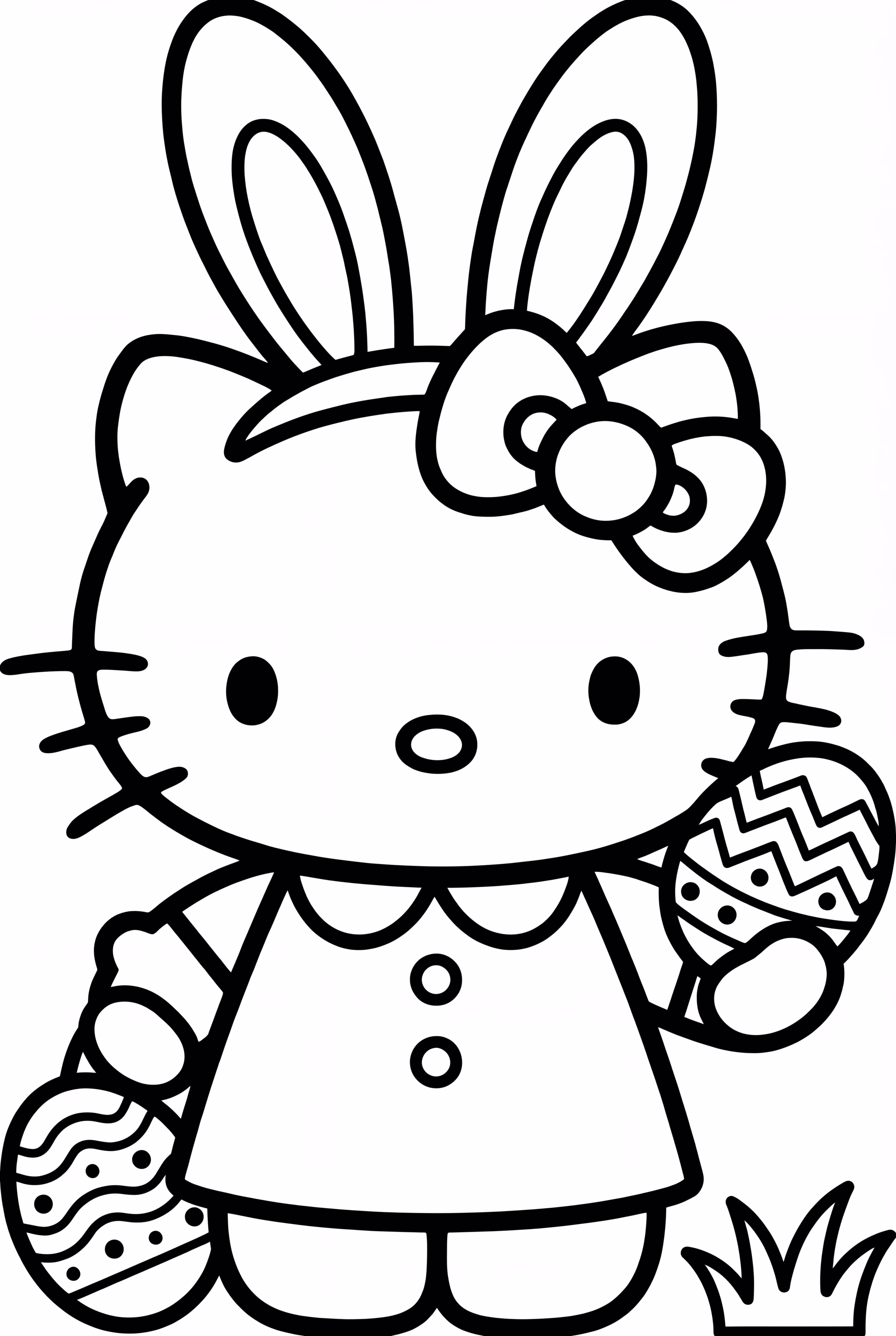 凱蒂貓打扮成復活節兔子和蛋