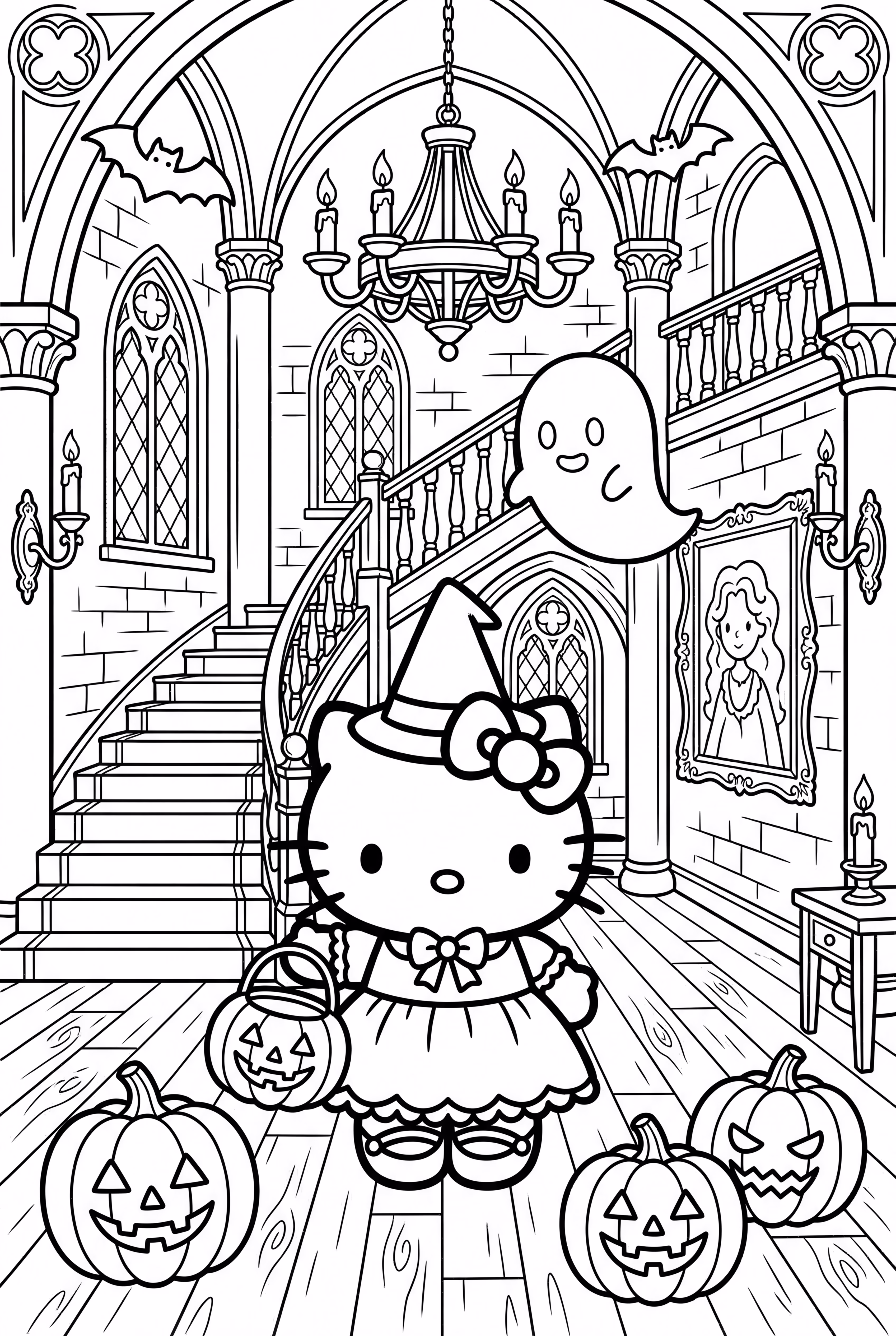 Hello Kitty Exploring A Haunted Mansion
