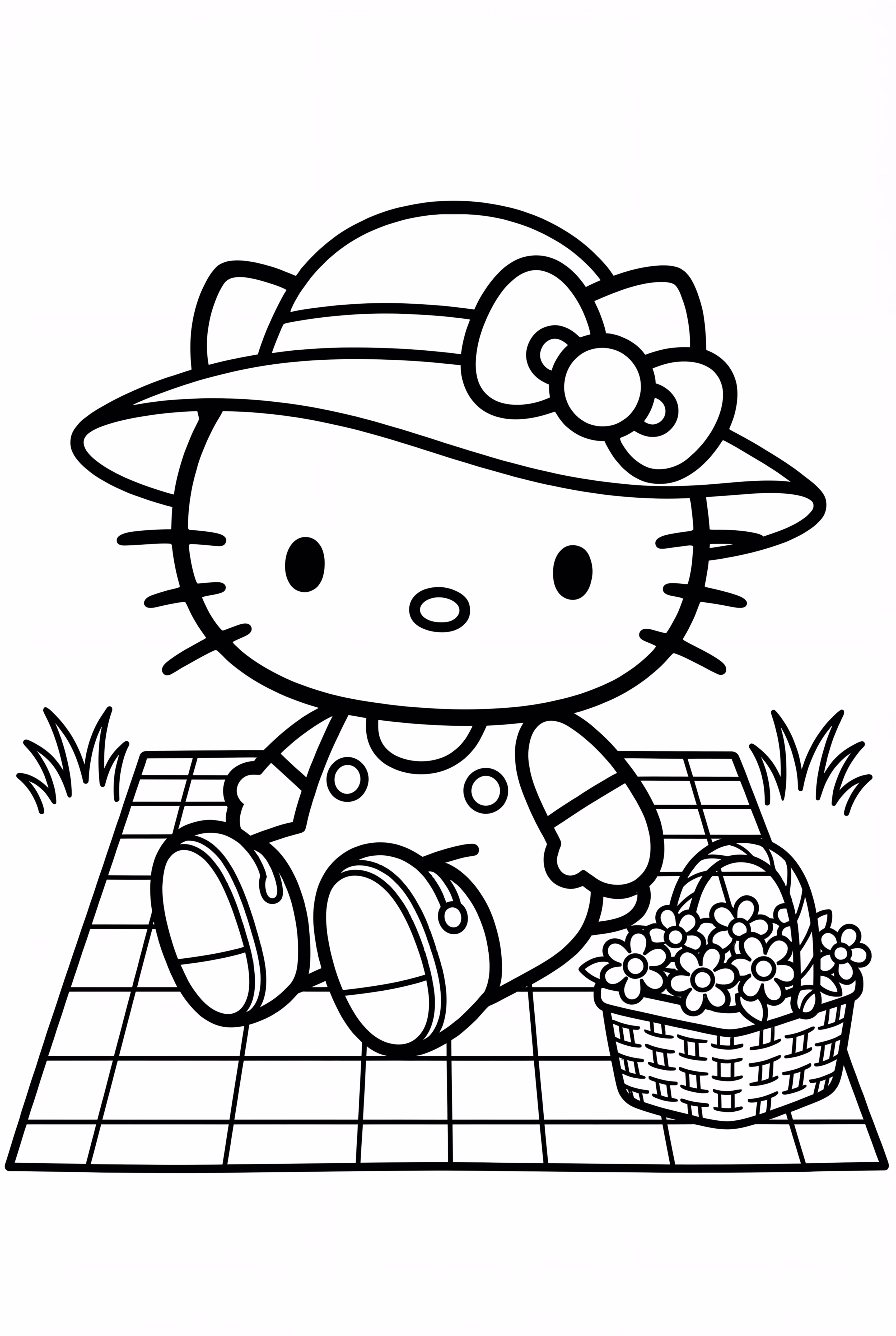 hello kitty yendo a un picnic de verano