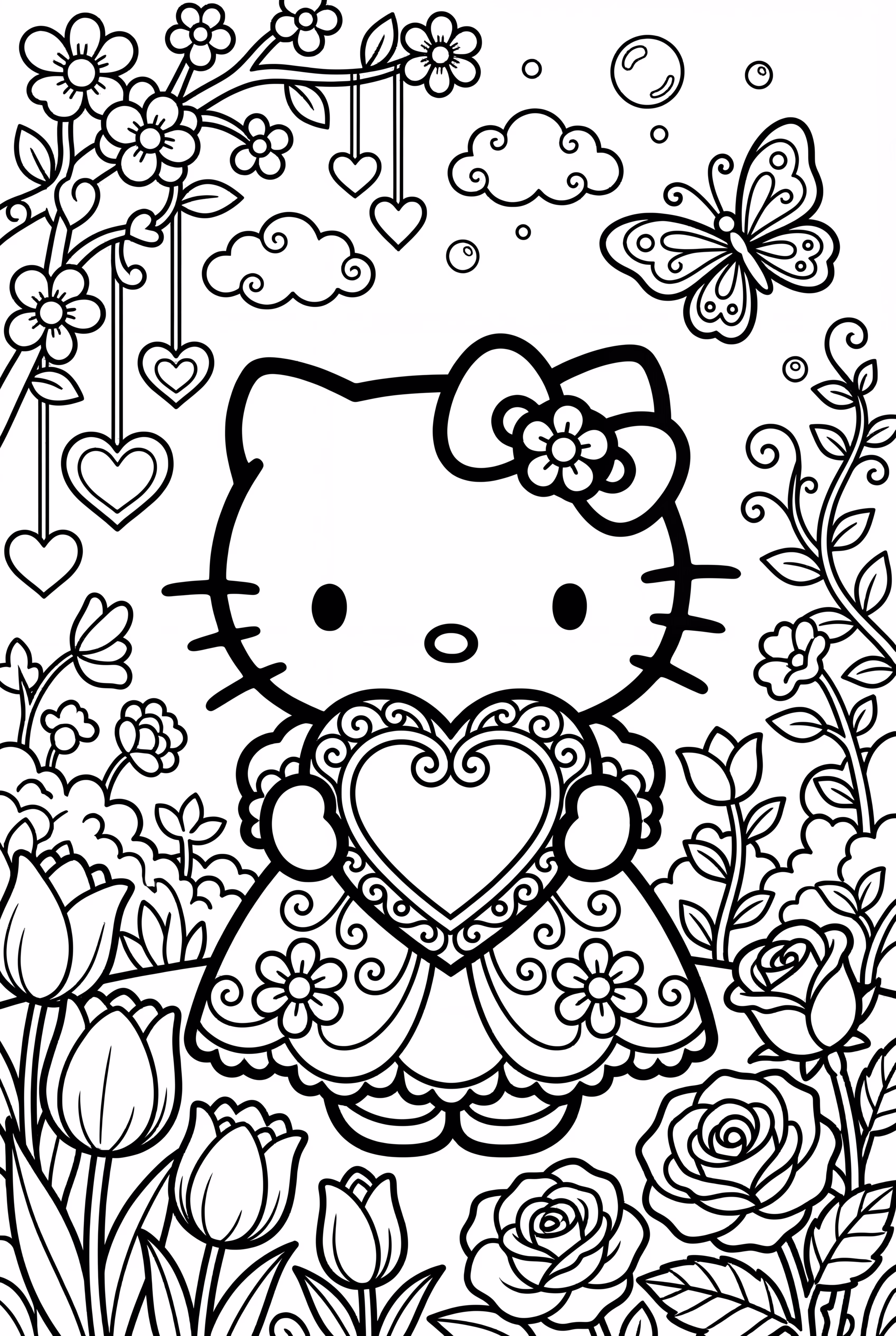 hello kitty holding a heart