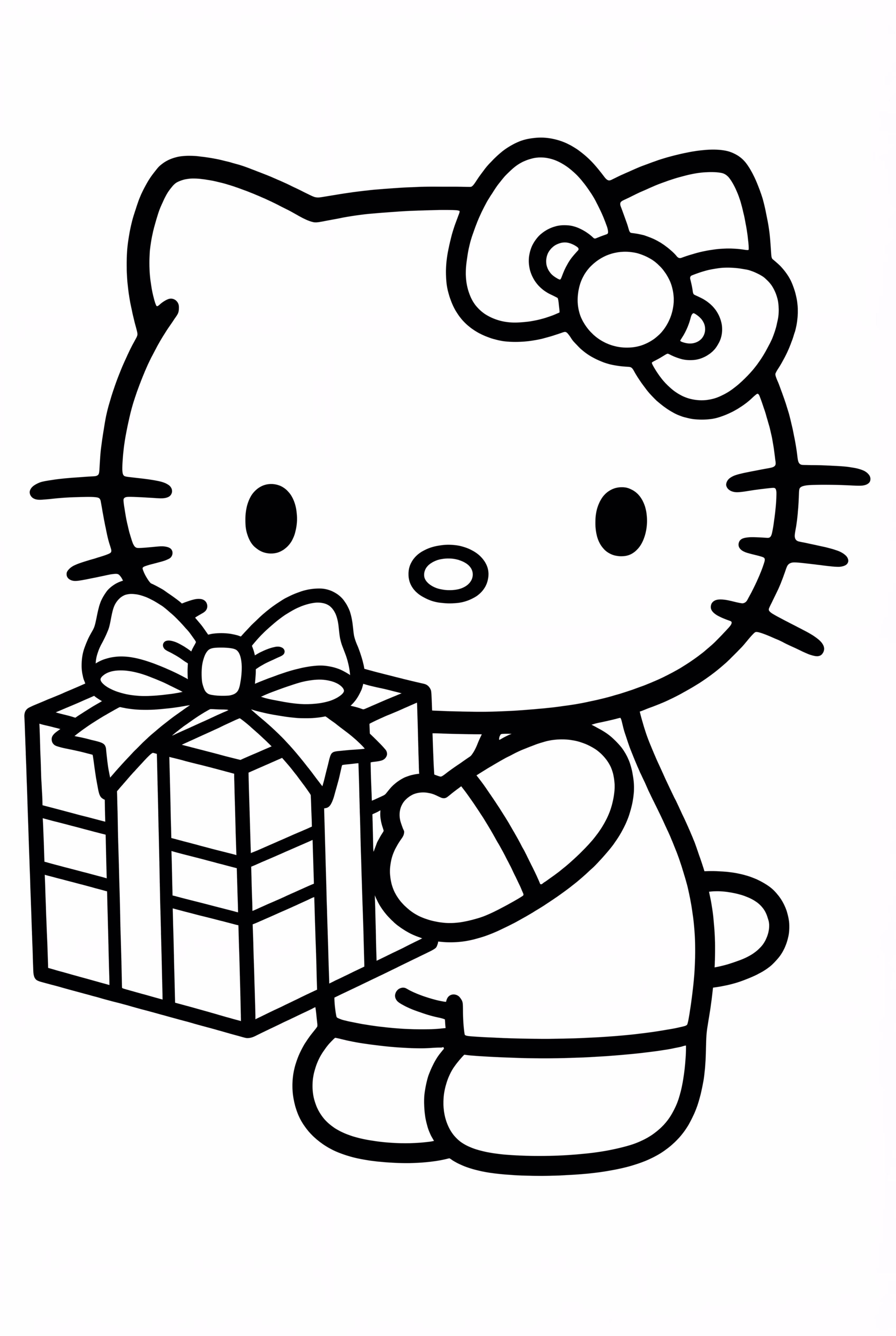 Hello Kitty Holding A Single Christmas Gift