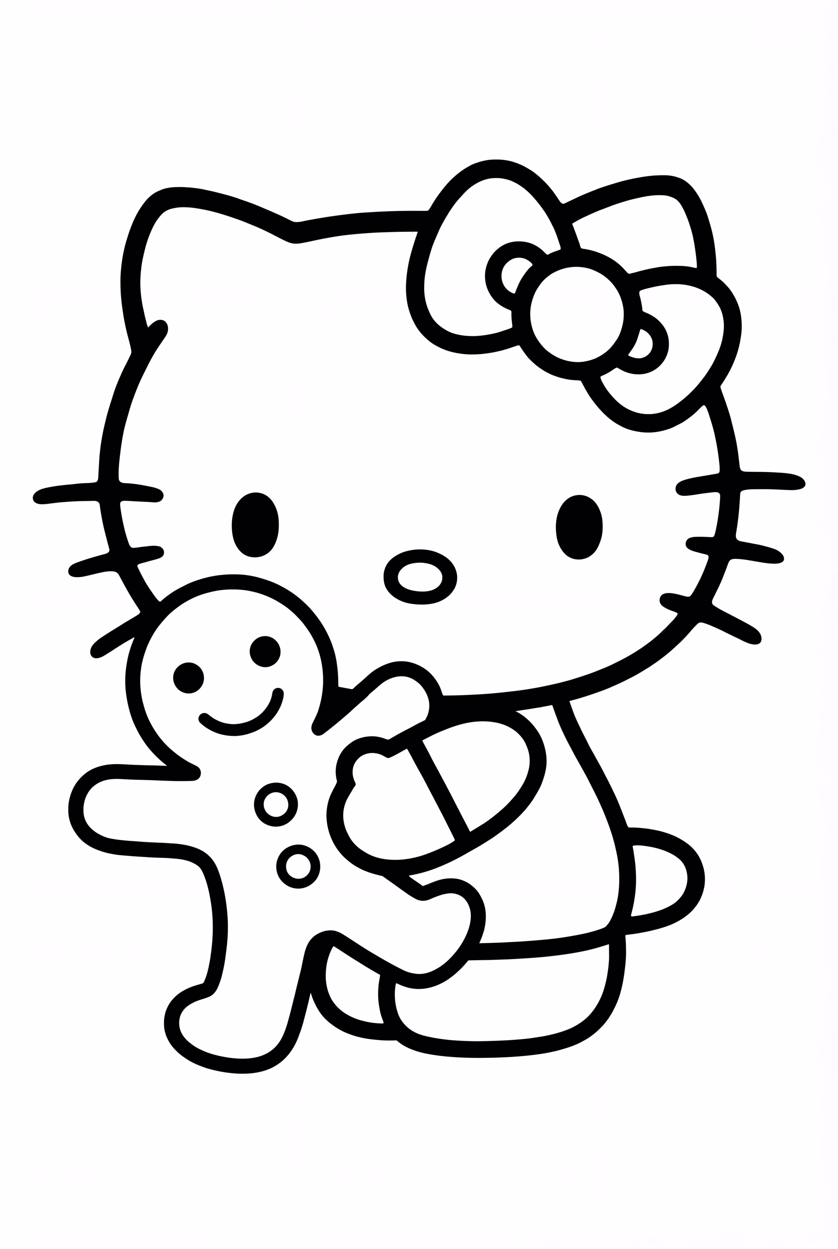 Hello Kitty Hugging A Gingerbread Man