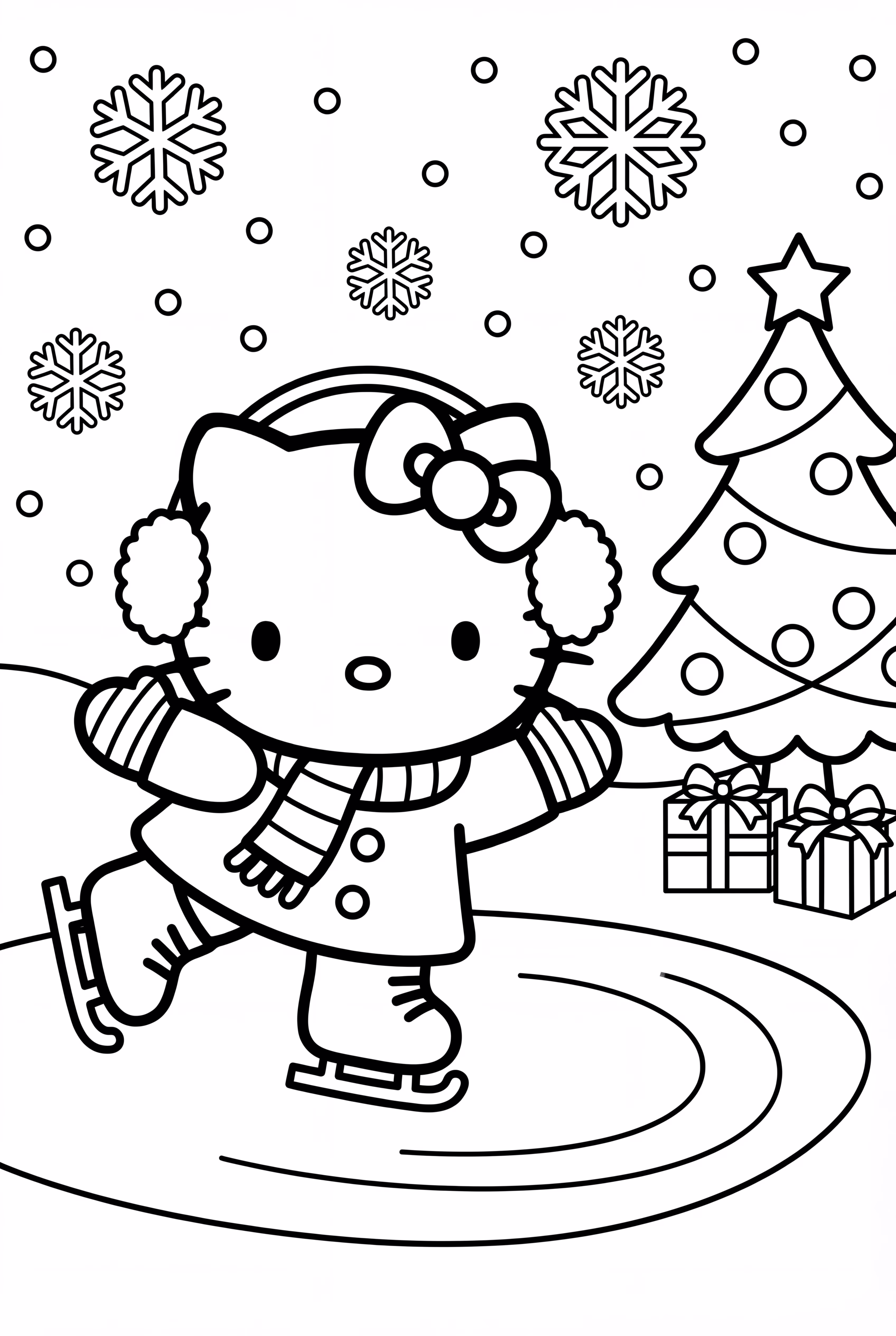 Hello Kitty Ice Skating On A Frozen Pond